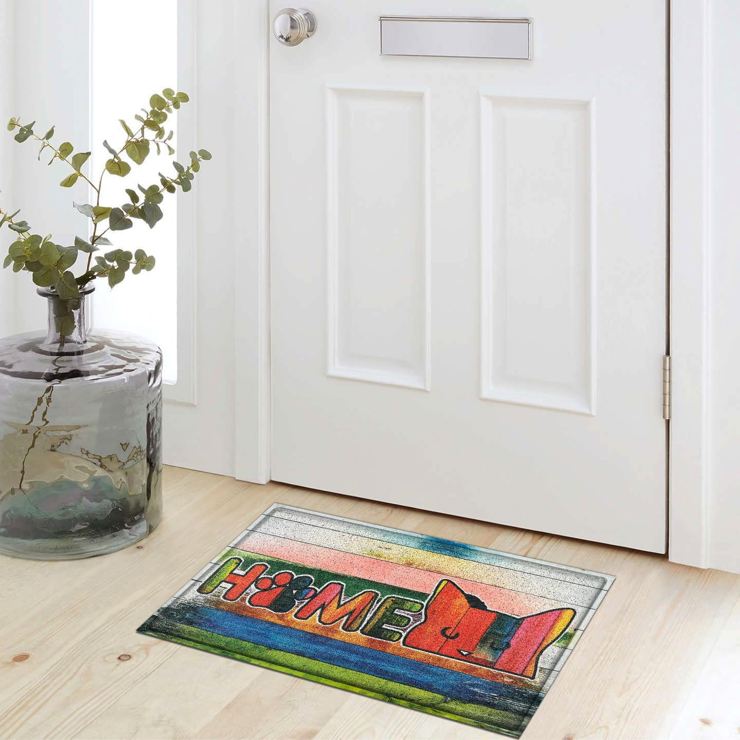 JJUUYOU Funny Cat Front Door Mats Welcome Mat for Home Entrance Doormat Outdoor Indoor Non Slip Rubber Backing Black Doormat Waterproof Floor Doormats Porch Shoe Rugs image number 4