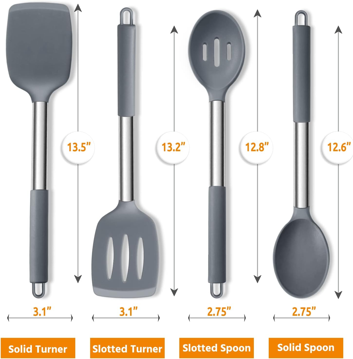 E-Far 4-Piece Silicone Cooking Utensils Set (Grey) image number 4
