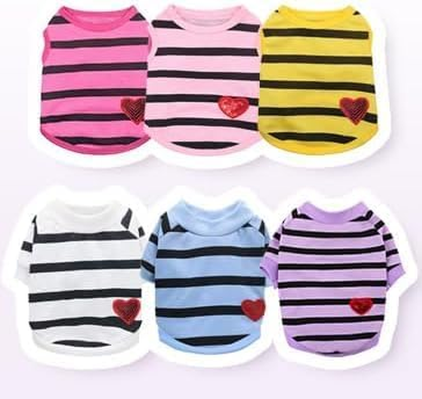 Dog Shirts for Dogs, Striped T-Shirts Pets Vest Pet Apparel Tee Shirts Dog Tank Top Spring Summer (Purple, M) image number 3