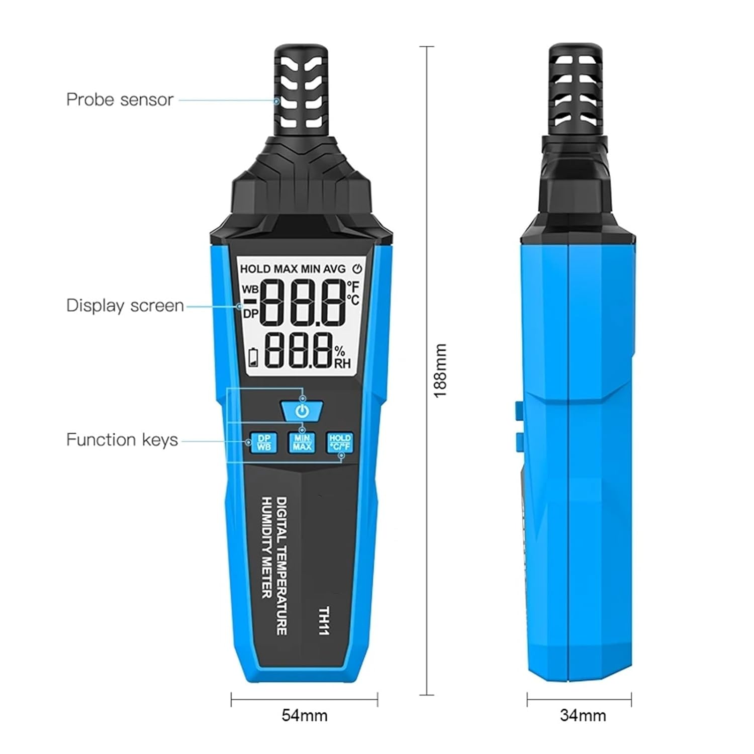Digital Weather Station Indoor Outdoor LCD Thermometer Hygrometer Wet Bulb Dew Point Temperature Monitor Sensor Data Lock image number 3