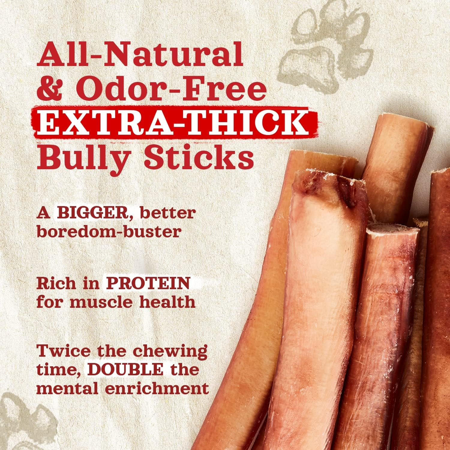 Natural Farm Odor Free Jumbo Bully Sticks (6 Inch, 12 Pack), Extra-Thick Dog Treats &ndash; Fully Digestible 100% Beef Treats, Natural Dental Chews &ndash; Keep Your Dog Busy with 50% Longer Lasting Chews image number 5