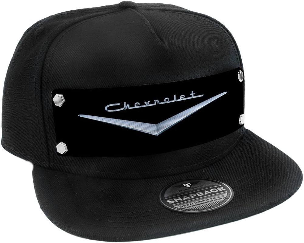 Buckle-Down Snapback Hat-1955-57 Chevrolet V Emblem Black/Silver
