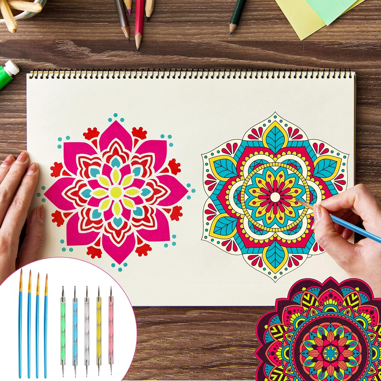 Meyuxg Mandala Dotting Tools Set, 37 Pieces, Stencil, Stone Painting Accessories, Dot Painting Tool, Used for DIY Drawing of Rock Painting and Crafts image number 5