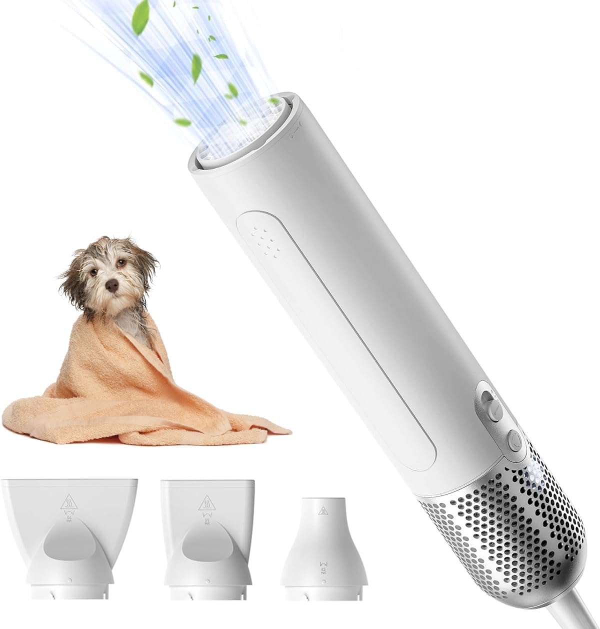 Dog Grooming Dryer Portable, Fast Drying, JM MD COLTD Pet Hair Dryer High Speed, Quiet, 560G Lightweight for Travel, 3 Nozzle, 8 Modes image number 3