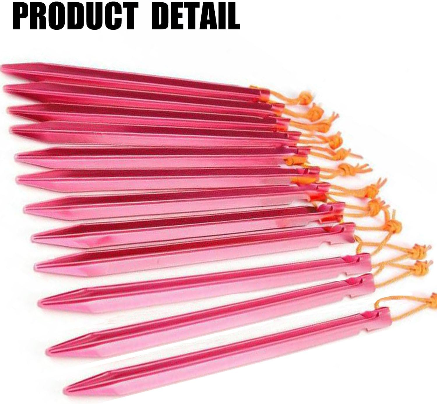 12 Pieces Tent Pegs - Y-Shaped Aluminium Alloy Campingtent Stake Nail with Reflective Rope for Camping image number 1