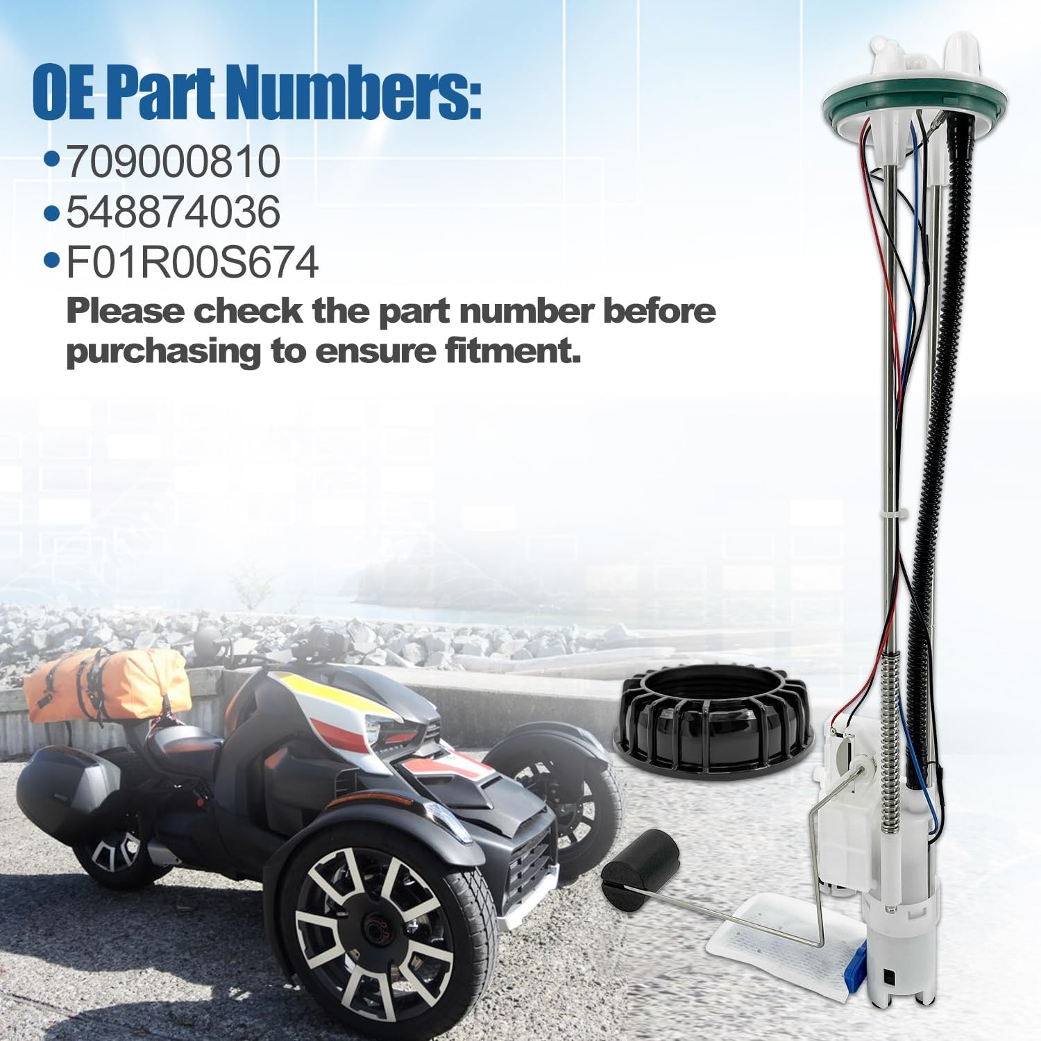 Blrack 709000810 Fuel Pump Assembly, Automotive Replacement Parts Compatible with 2019-2021 Can-Am Ryker STD 600/900 ACE Rally Edition 900 ACE 548874036 image number 2