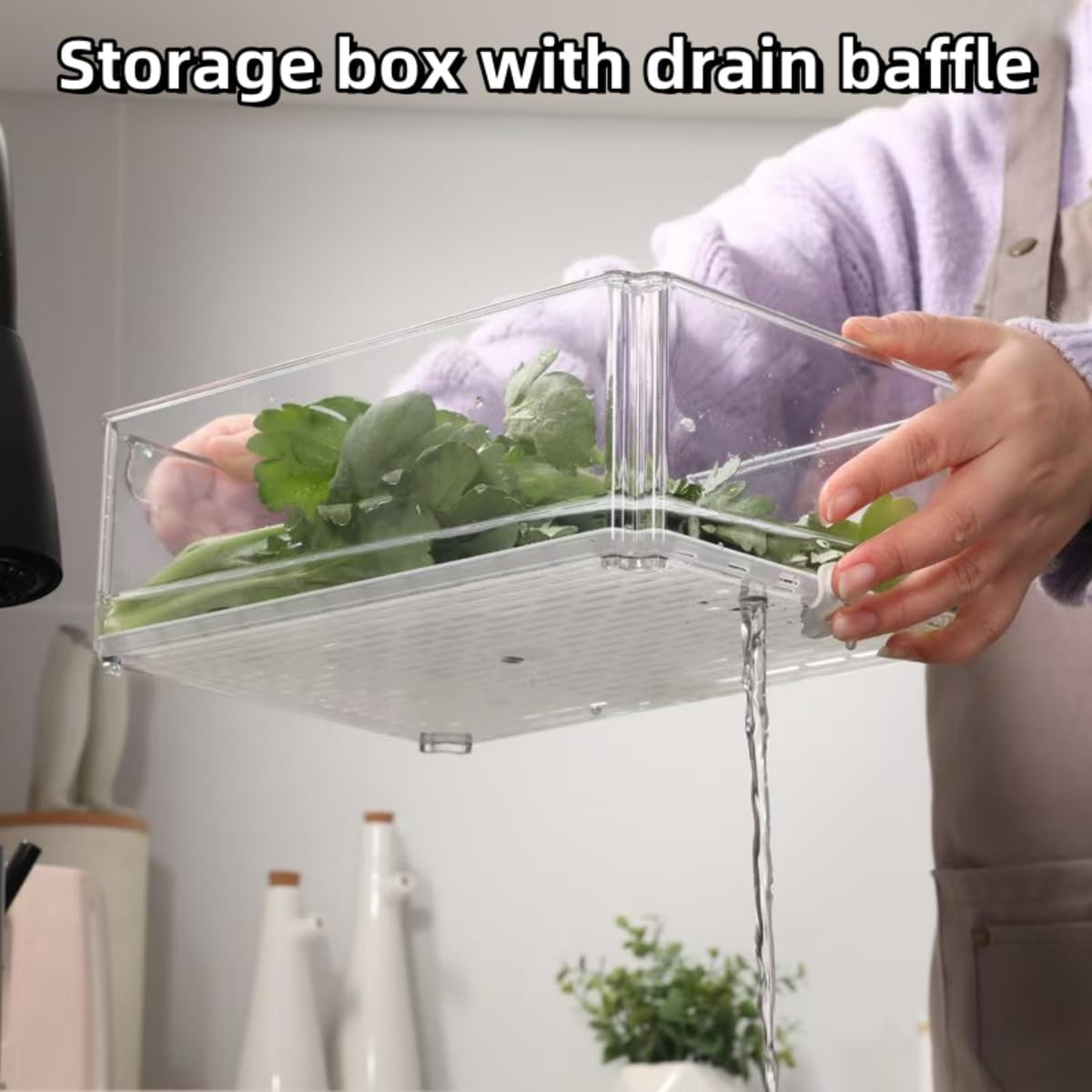 Refrigerator Organizers and Storage, Set of 7 Fridge Organiser, Fruit Storage Containers for Fridge Keep Fresh, Stackable Food Storage Containers with Lids for Vegetables, Fruits, Food, Drinks image number 6