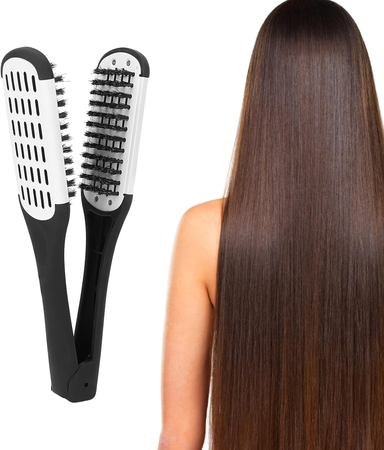 ANKROYU Hair Straightening Brush, Hair Brush, Double Sided Brush, Comb Clip, Antistatic Straightening Tool, Comb, Clipper Comb for Women, Home Use, Hairdressing Salon