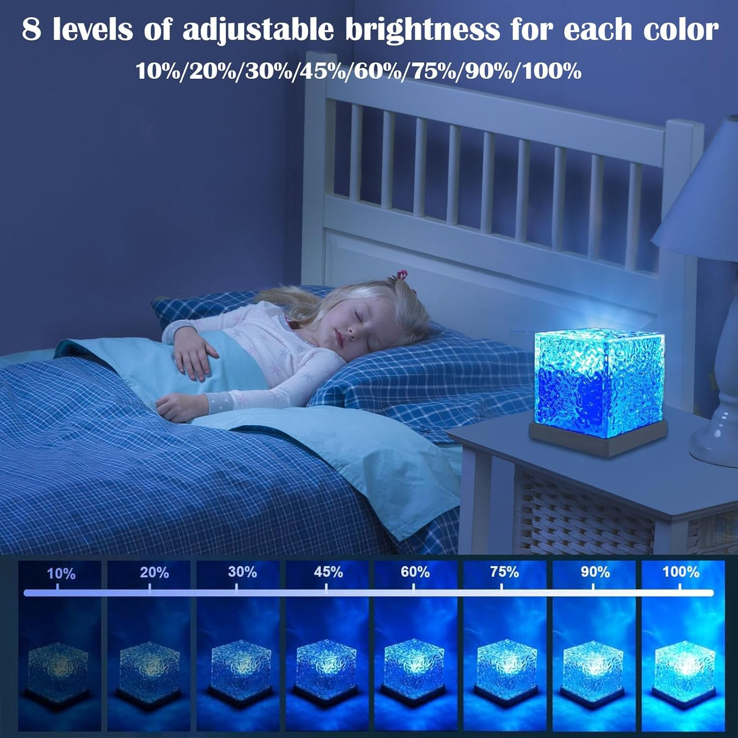 LED Ocean Wave Lamp Projector Light, 16 Colors Gradient Rotating Flame Midnight Aurora Light with Remote Control, 3D Tesseract Crystal, Galaxy Projector Night Light for Bedroom Office Bar (Square) image number 4