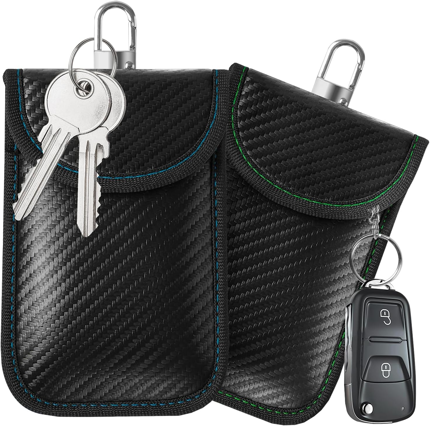 2 Pack Faraday Pouch for Car Keys, RFID Key Pouch Keyless Car Blocker, Car Key Signal Blocking Pouch, Blocking Signal Keyless Entry Car Keys Case (Red+Red)