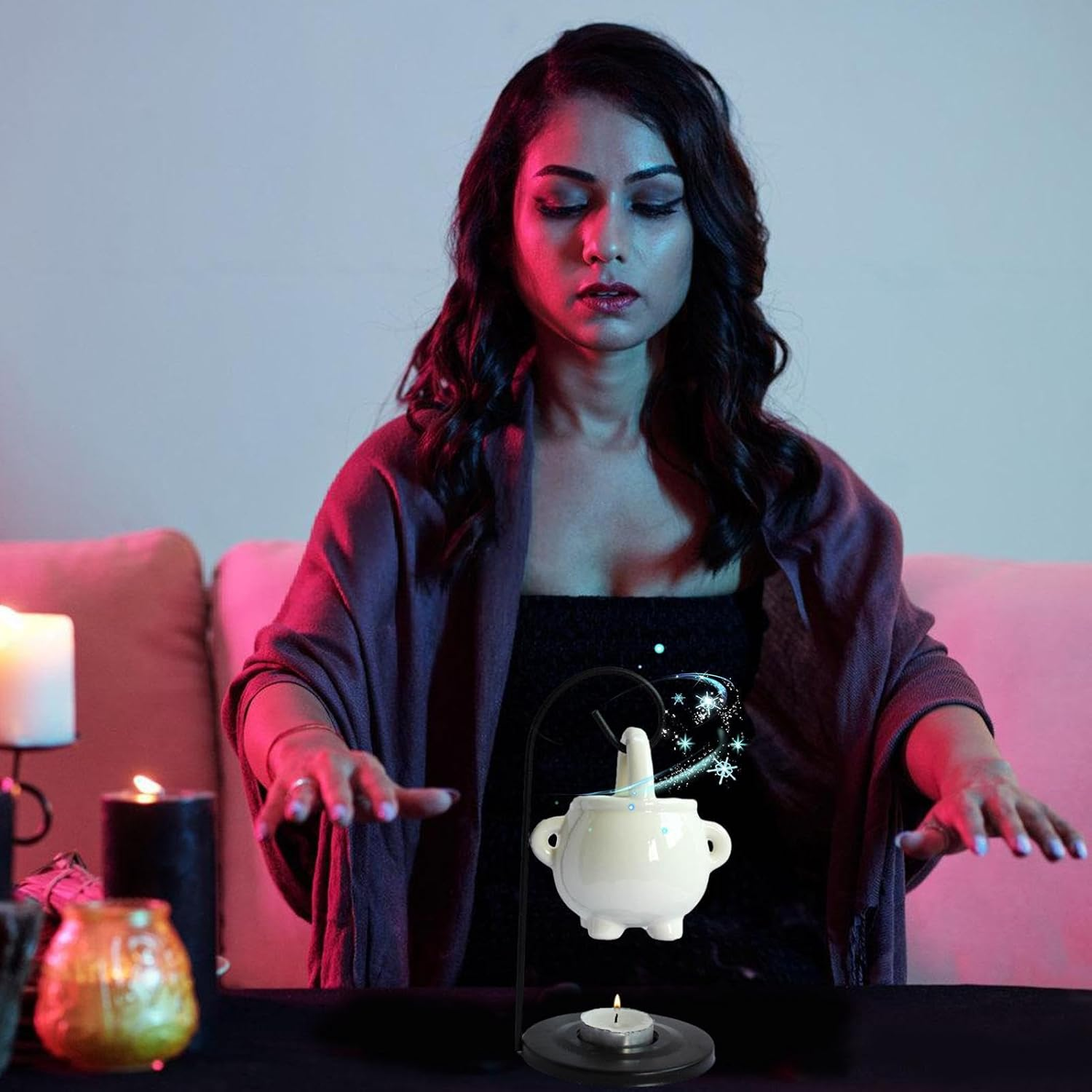 Witch'S Cauldron Aromatherapy Burner, Universal Ceramic Hanging Pot Wax Melting Furnace, Halloween Home Decor Gothic Diffuser, Yoga Meditation Decor Creative Scented Holder Home Fragrance