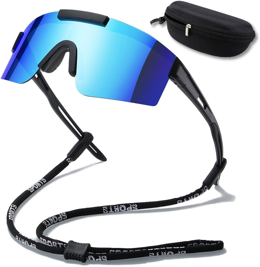 Motorcycle Goggles, Polarized Cycling Glasses, UV400 and Windproof Dirt Bike Goggles, Adjustable Pad Riding Goggles with Lanyard & Case for Cycling Driving Sport image number 5