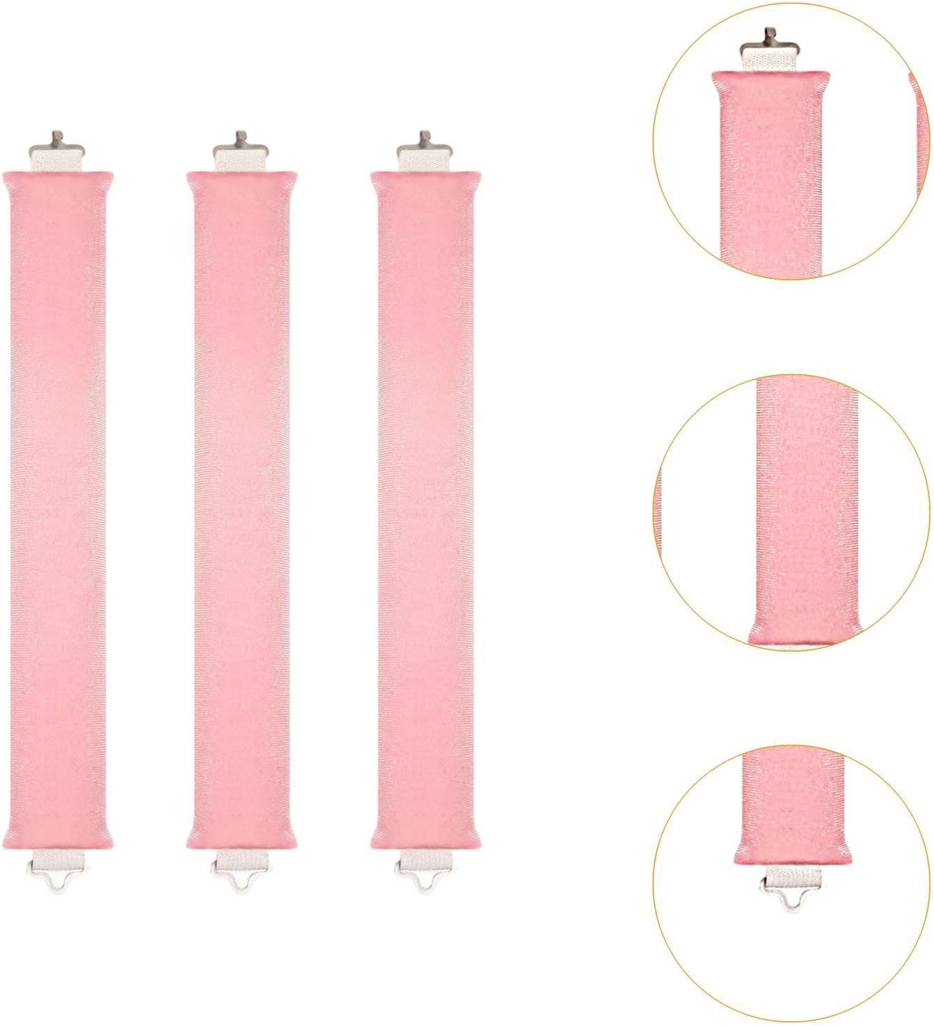 "Abbraccia" 3 Pieces Overnight Blowout Rods Heatless Curling Rods Curling Headband Soft Lazy Practical Overnight Wavy Curlers, Pink - Black image number 7