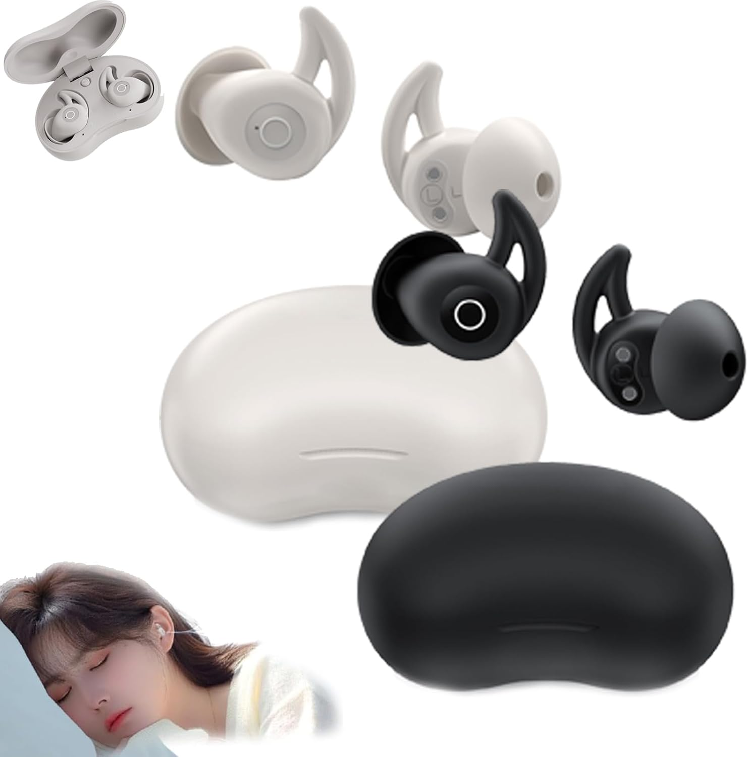 Noora Sleep Earbuds, 2025 New Noorasleep Snooze Pods Pro, Sleep A30, Noozepods Pro - Bluetooth Sleepbuds, for Side Sleepers Working Hiking, Soft and Snug Fit, with Smart Case (Mixc*2) image number 5
