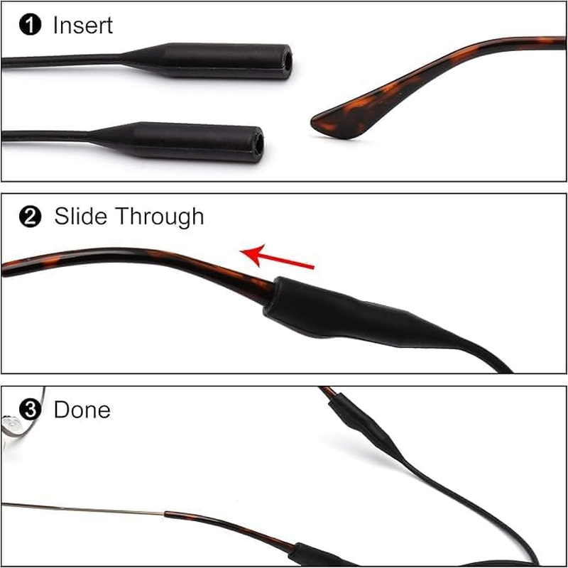 Elastic Silicone Eyeglasses Strap Holder Waterproof Glasses Retainer, Sports Sunglasses Chain 3 Pack Women Men Kids image number 2