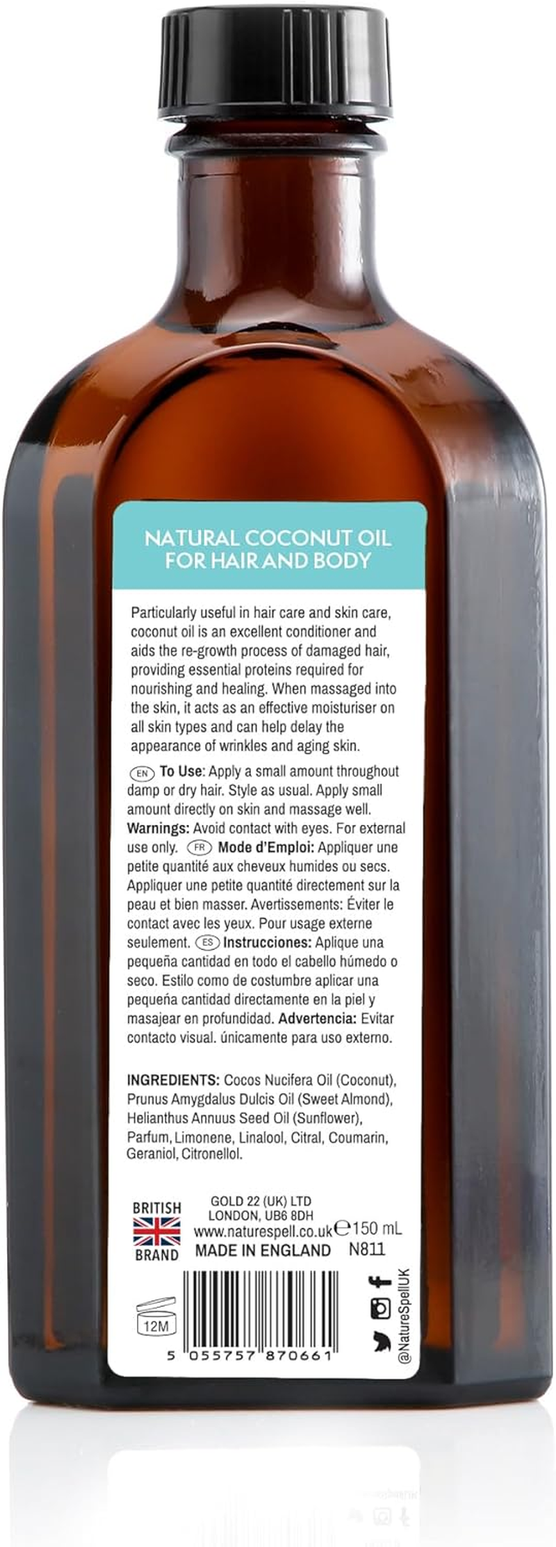Nature Spell Coconut Treatment Oil for Hair & Body 150Ml / 5.07 FL OZ image number 2