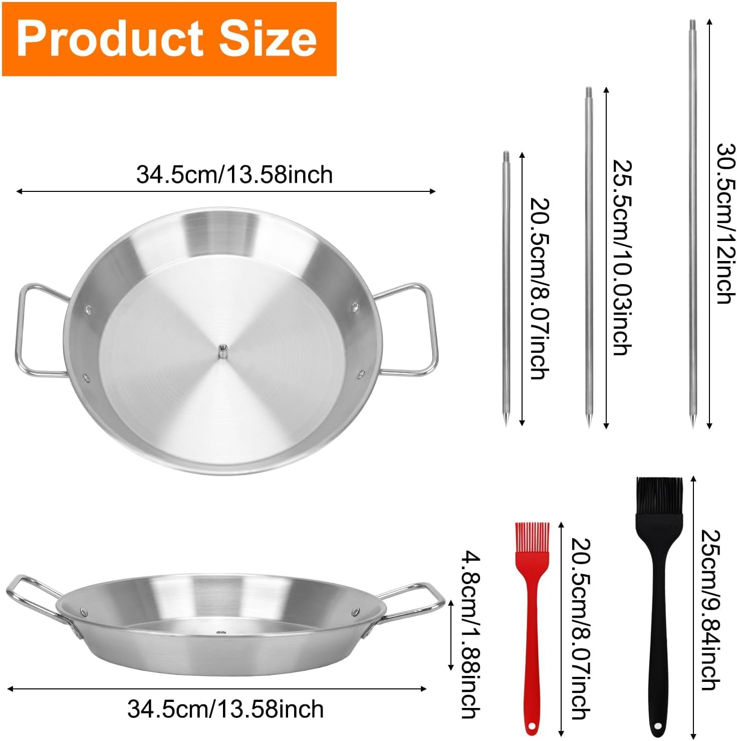 Al Pastor Skewer for Grill, Stainless Steel Vertical Skewer Shawarma Stand Vertical Spit with 3 Removable Spikes(8&rdquo;/10"/12&rdquo;) & Brushes Gyro Pan for Tacos, Kebabs Smoker,Bbq