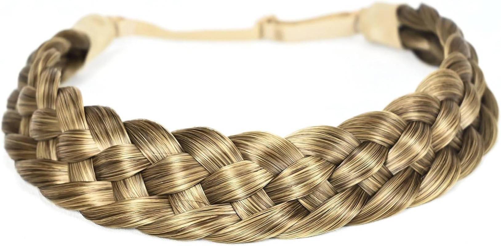 TOECWEGR 5 Strands Synthetic Hair Braided Headband Hairpiece Classic Chunky Wide Plaited Braids Elasticmulti Color Headband Ladies Beauty Hair Accessories