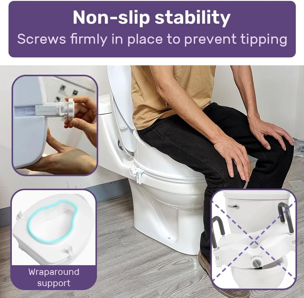 Equipmed Raised over Toilet Seat, 10Cm Riser, 125Kg Capacity, Raiser with Lid, White image number 3