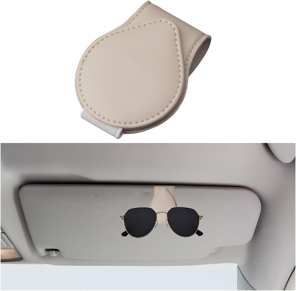 Mandark Magnetic Sunglass Holder for Car Visor, Leather Vehicle Eyeglass Hanger Clip, Automotive Interior Ticket Card Glasses Organizer Clamp Accessories, Universal for SUV, Sedan, Truck(Pink)