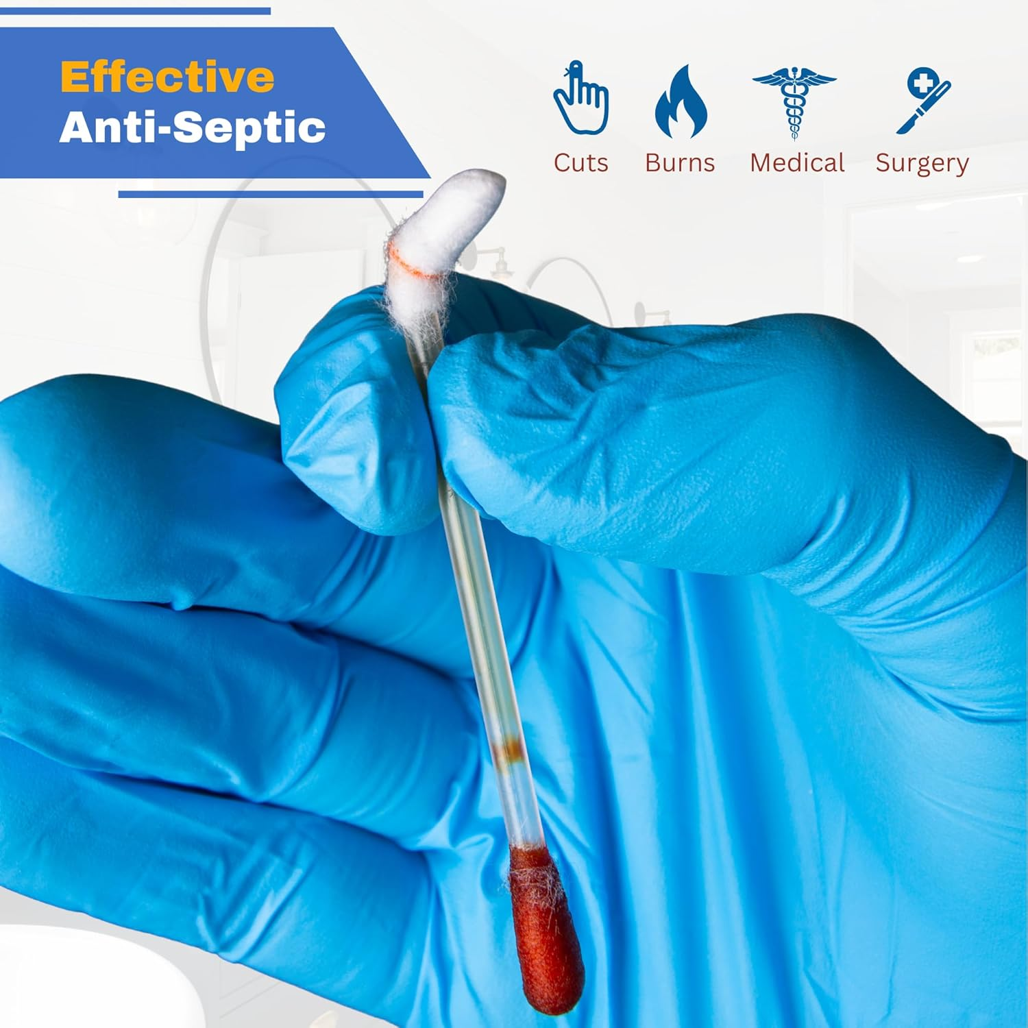 Frontline Povidone Iodine Swabs, Antiseptic Swabsticks, Iodine Solution, Cleansing Cotton Swab, Individually Wrapped Medical Supplies, Wound Care, First Aid, Wound Cleaner, Box of 50 image number 1