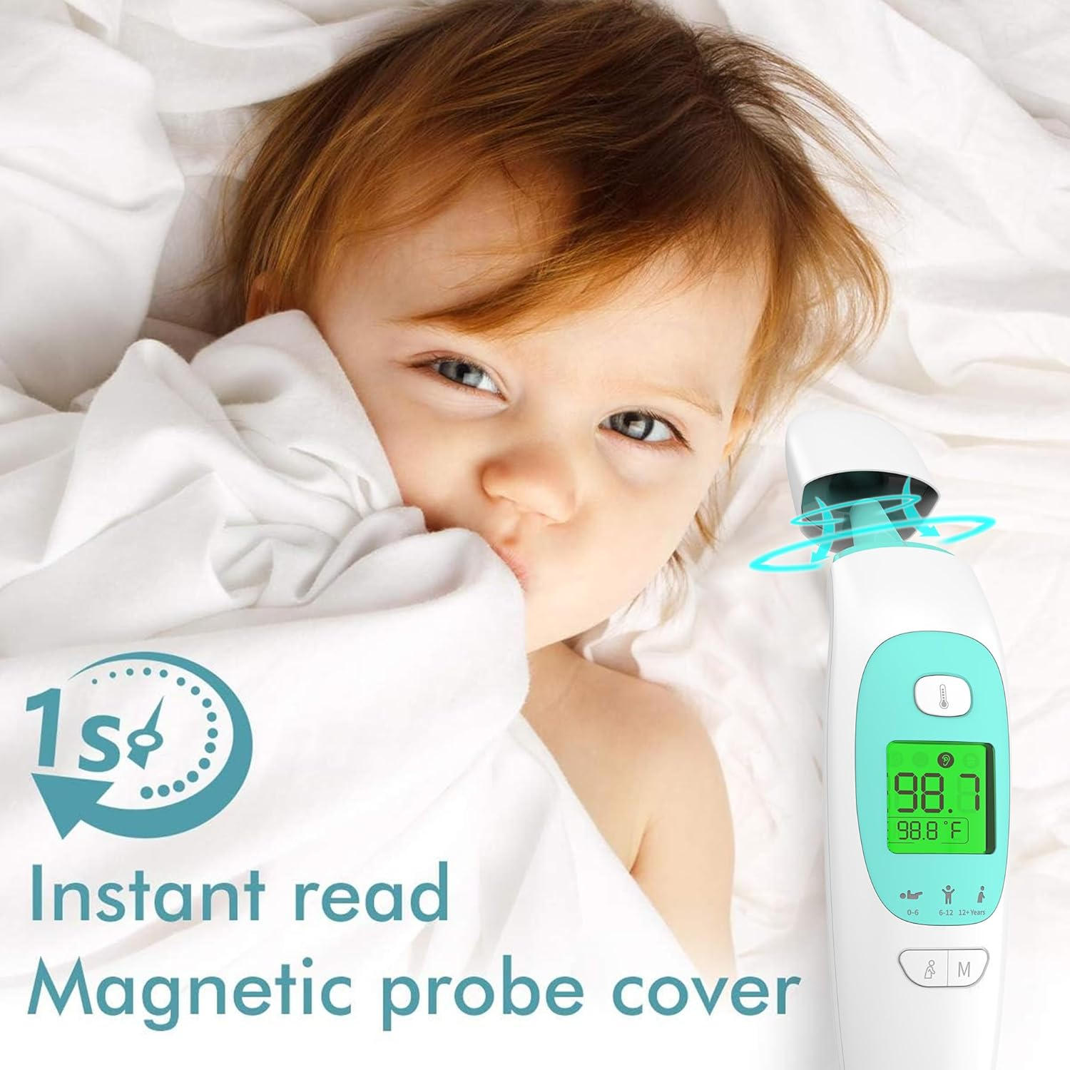 Mitdir&reg; 20M Infrared Digital Ear and Forehead Thermometer, Non Contact Medical Temperature Thermometer for Adults Children Baby and Object with Fever Alarm, Instant Reading, Memory Function (20 M) image number 2