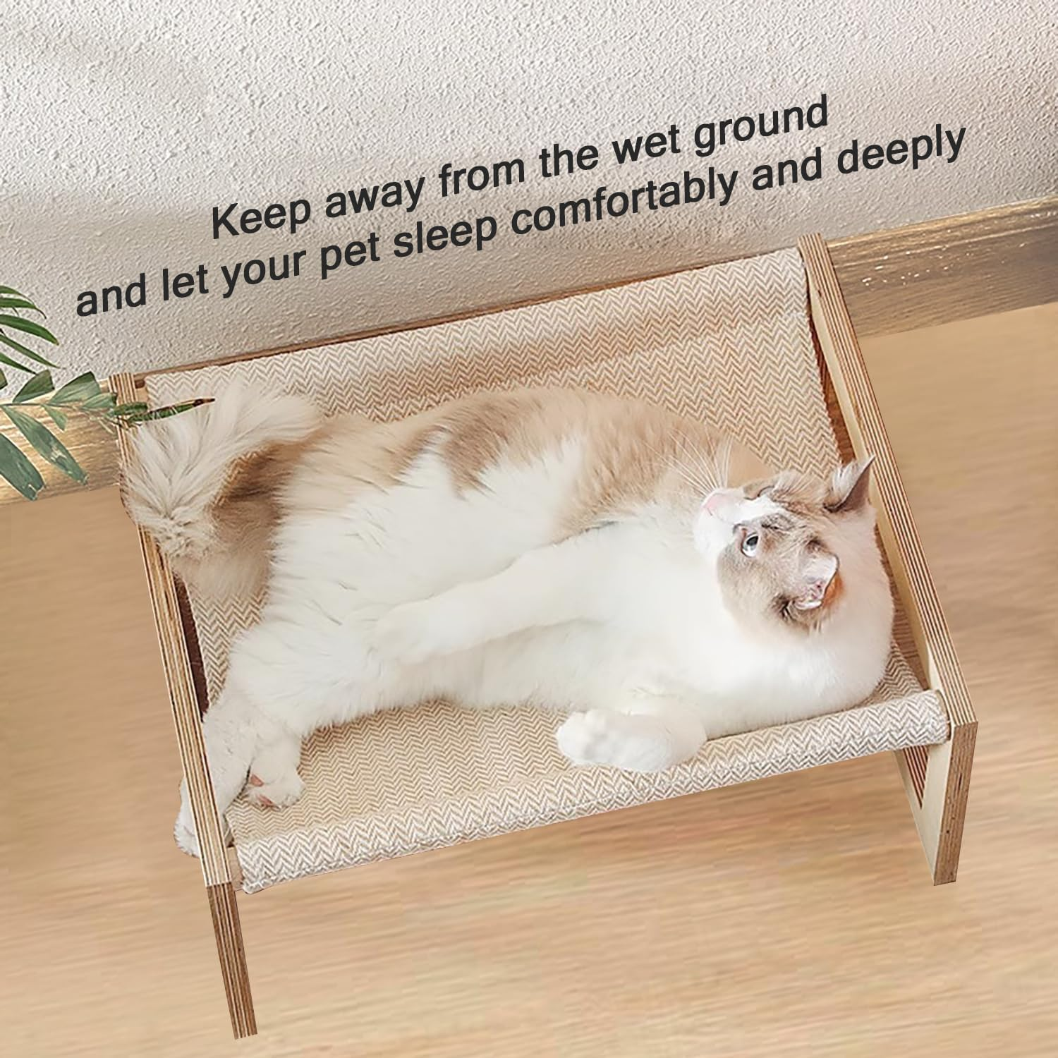 Cat Bed， Wooden Hammock Cat Bed， Cooling Outdoor Bed for All Seasonscat Beds, 20.5 X 16.5 Inch Cat Couch, Suitable for Cats, Dog, Bunny, Rabbit, Kitten and Small Animal image number 2