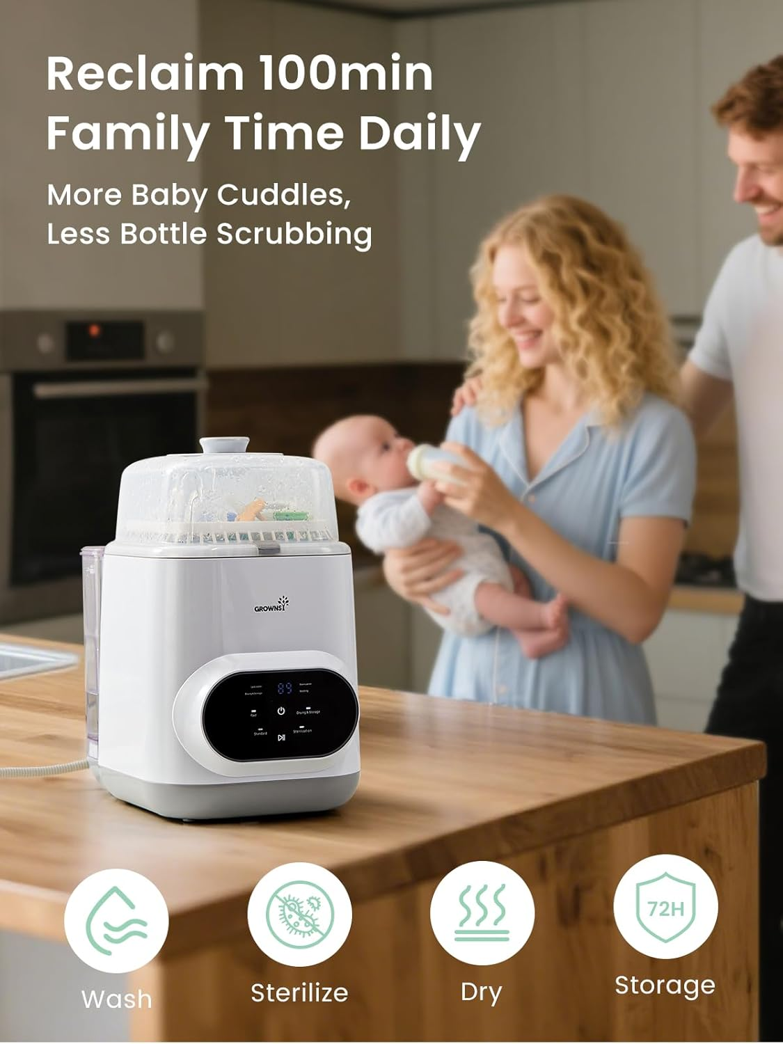 Grownsy Easeclean Bottle Washer Pro | All-In-One Bottle Washer and Sterilizer and Dryer | Baby Bottle Washer for Bottles, Pump Parts & Baby Essentials | Replaces Hand Washing image number 1