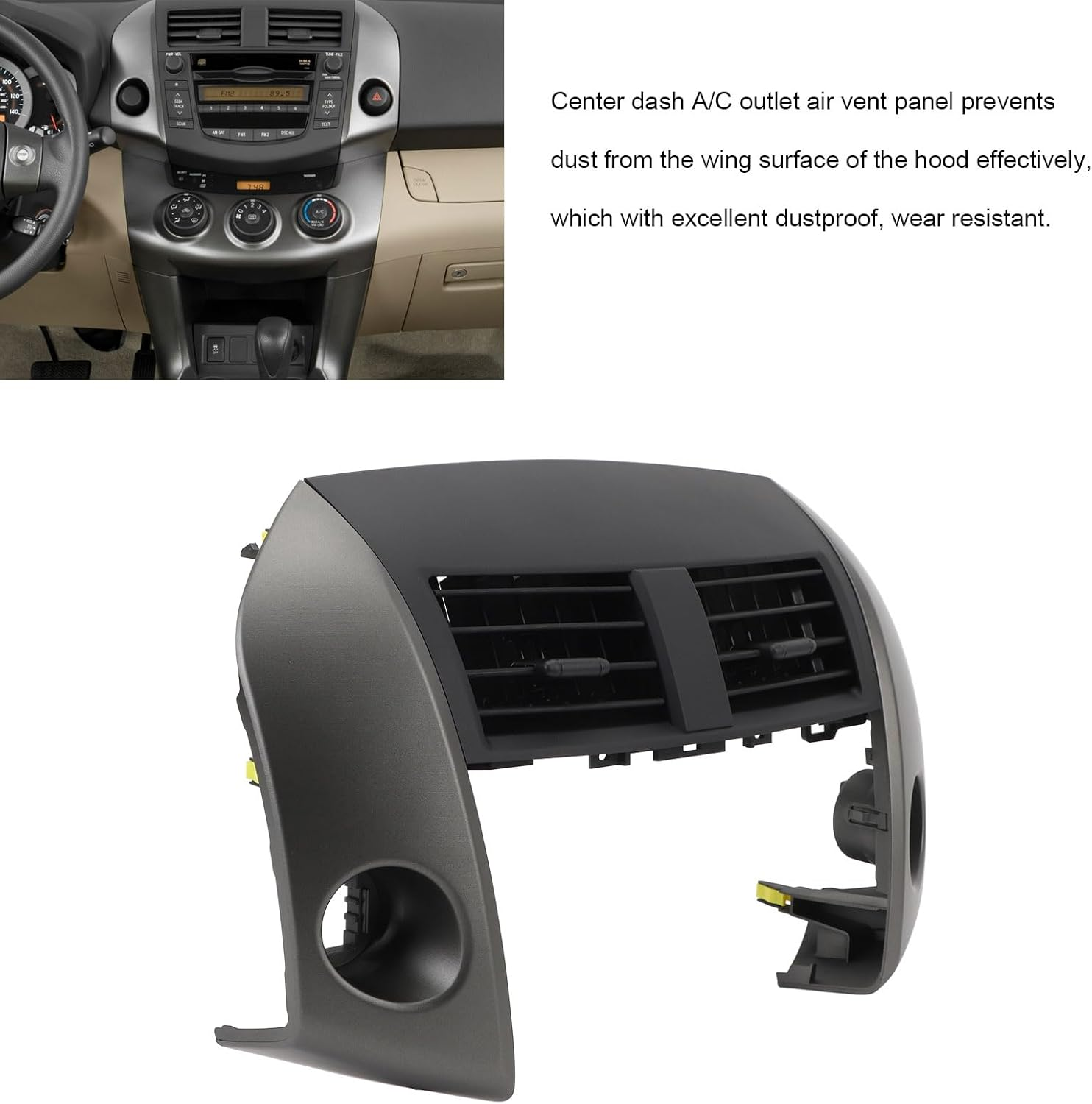 Center Dash A/C Heater Air Vent Cover Trim Bezel Hazard Switch 55670 42050, 55412 42060 B1, Dashboard AC Outlet Air Vent Panel for RAV4 2006-2012, Fresh Air Dustproof image number 1