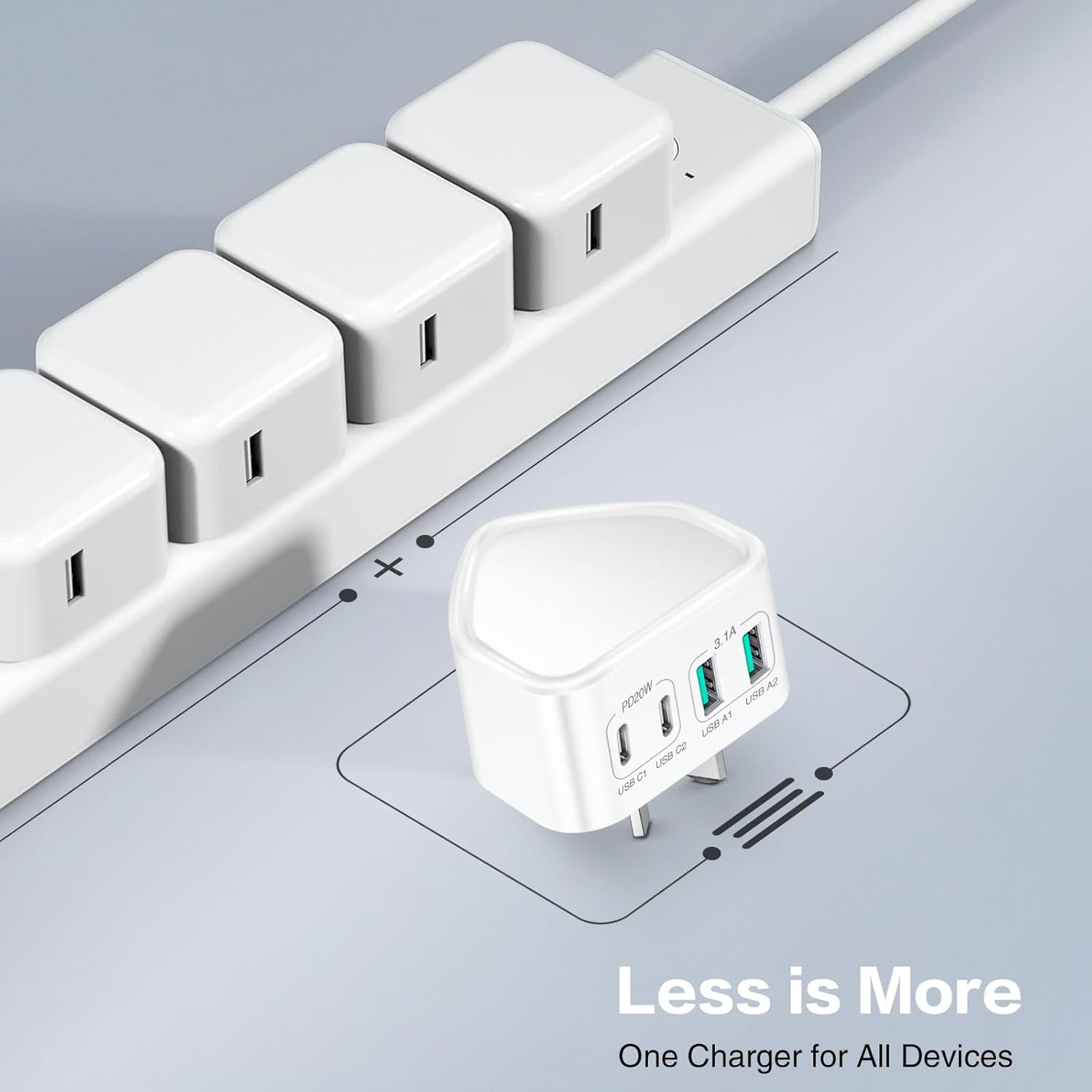 2 Pack USB C Charger, 40W 4-Port Wall Charger AU Plug, PD 3.0 Fast Charger Power Adapter Compatible with Iphone 16 15 14 Pro Max, Galaxy S24, S23, S22, LG image number 1