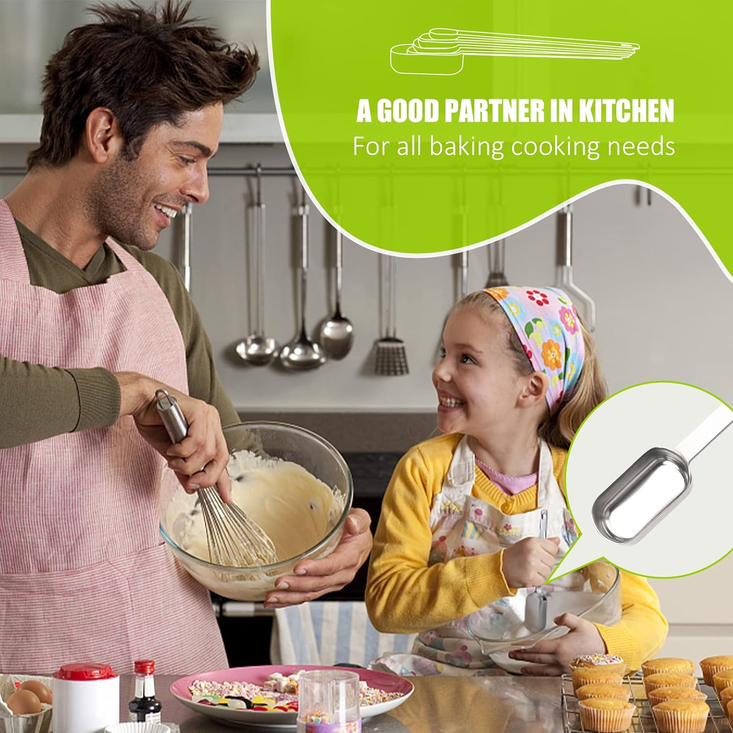 2PCS 1Tsp (1/3Tbsp, 5Ml) Single Measuring Spoon, Stainless Steel Long Handle Individual Teaspoons Only image number 6