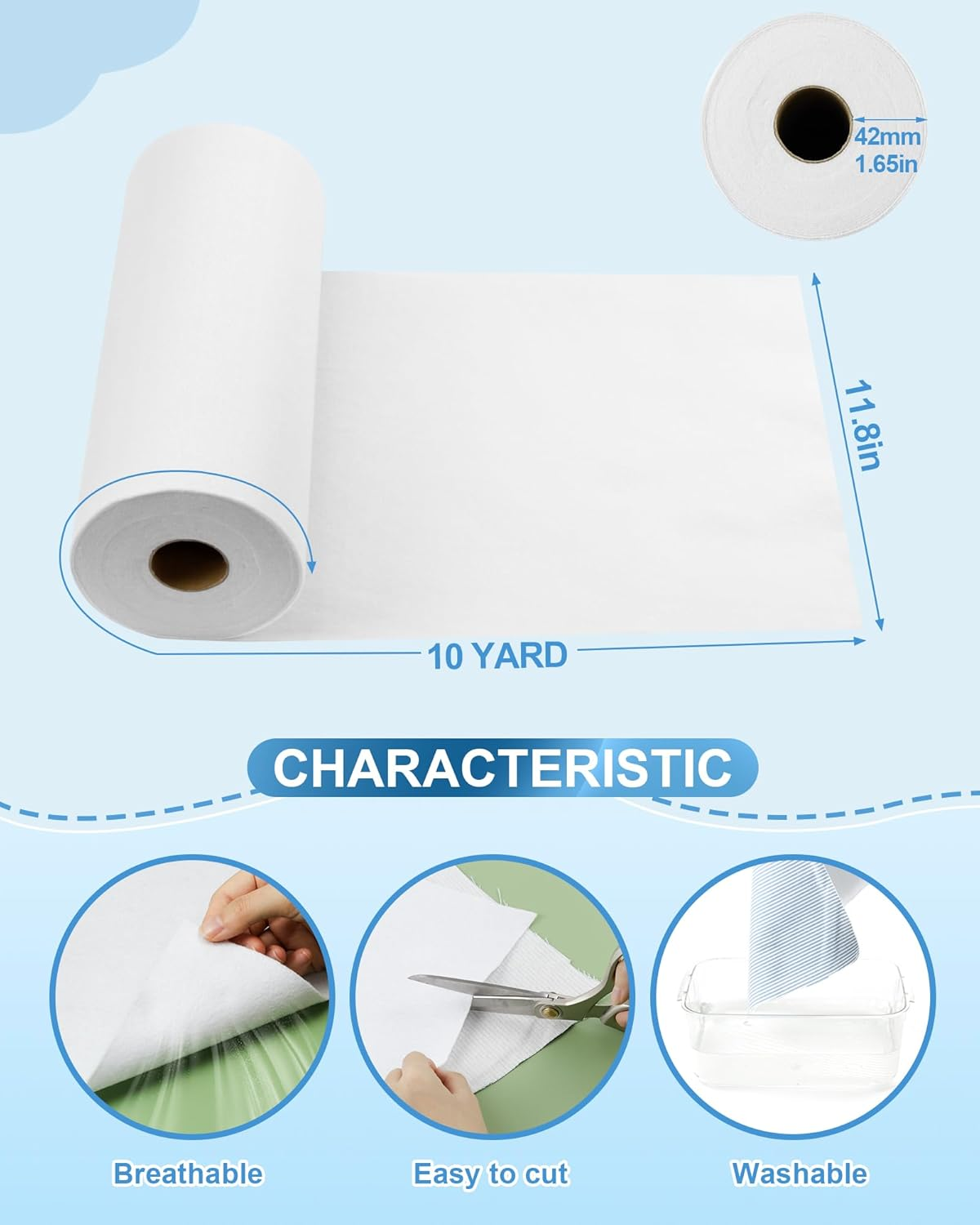 PLANTIONAL Iron-On Fusible Fleece Interfacing: 11.8 Inches X 10 Yards Medium Weight One-Sided Loft Iron on Fusible Fleece White for Quilting Tote Bags and Home Decor image number 5