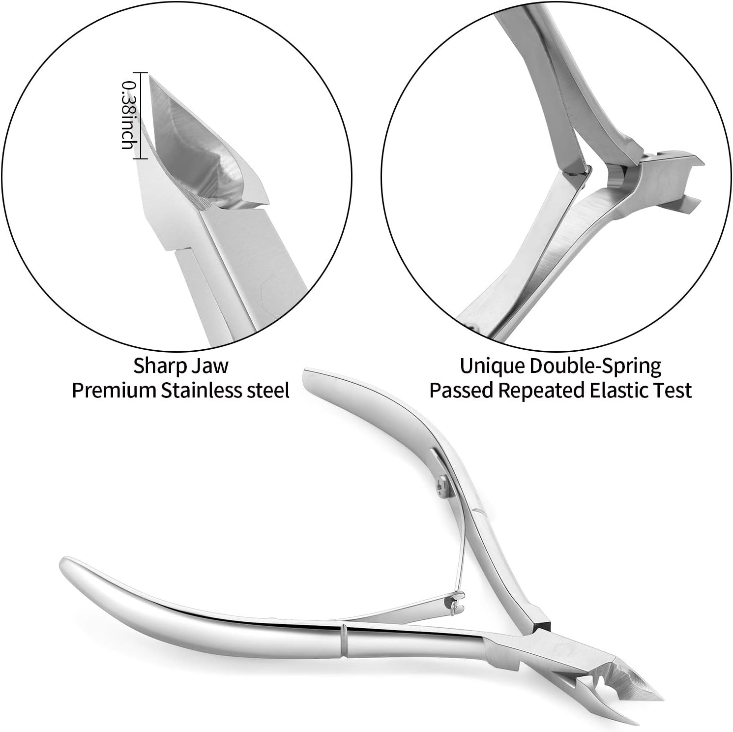 YINYIN Cuticle Trimmer with Cuticle Pusher - Cuticle Remover Cuticle Nippers Professional Stainless Steel Cuticle Pusher and Cutter Clippers Durable Pedicure Manicure Tools for Fingernails and Toenails - Green image number 7
