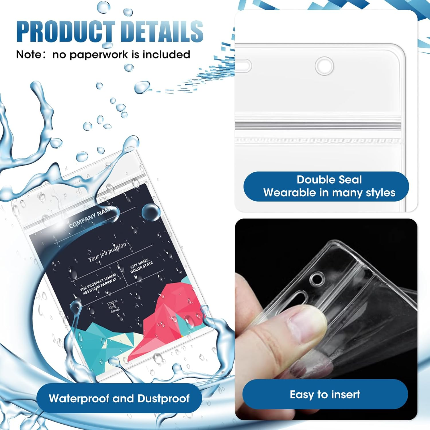 20Pcs A6 Large Vertical Card Holders Portrait Clear ID Badge Holders Extra Large PVC Portrait Case Cover 16X10.5Cm Holds 13.5X9.5 Cm Paper Waterproof for Work Conference License Concert Access Control image number 3