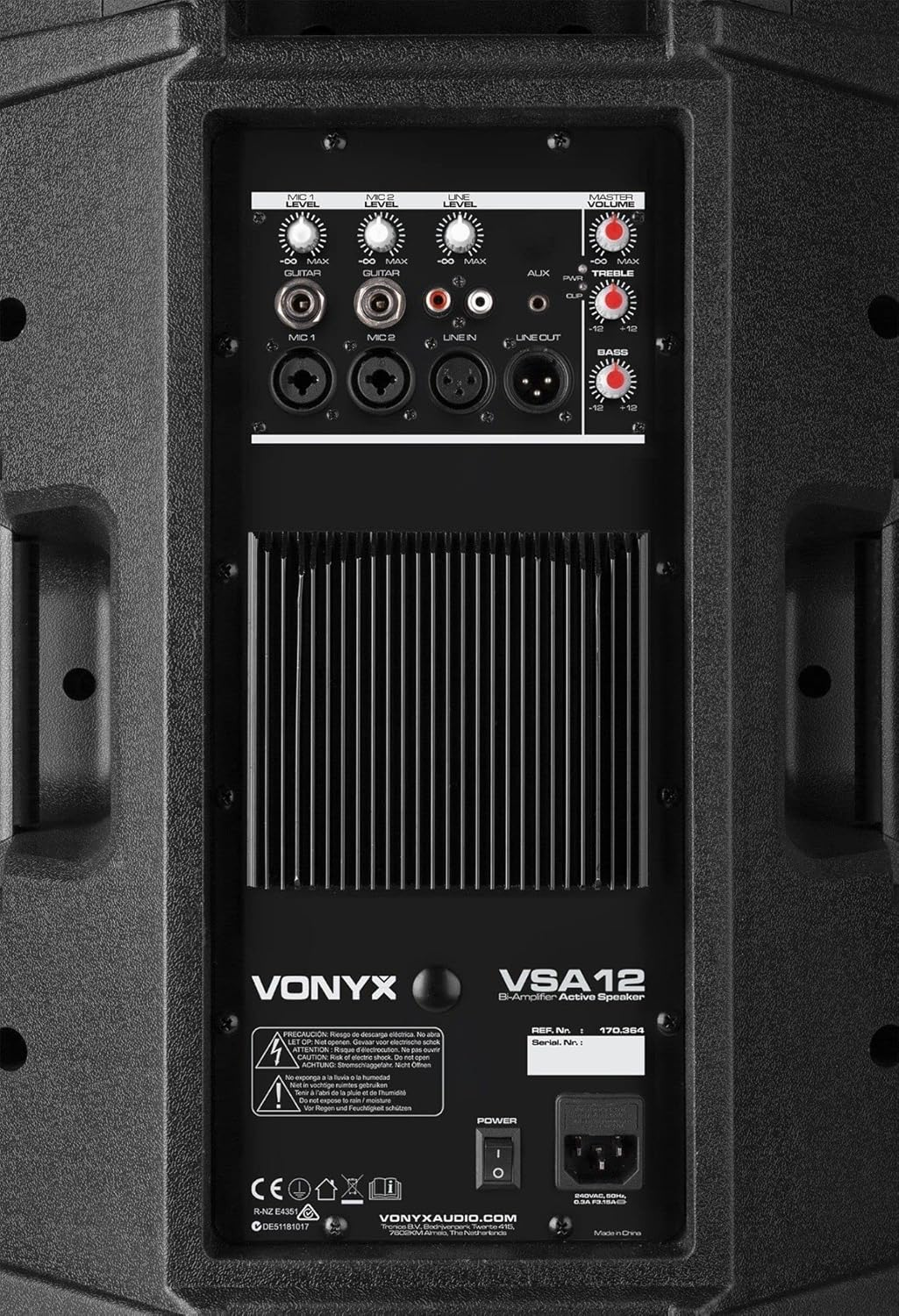 Vonyx VSA12 12 800W Bi-Amplified 2-Way Active Speaker Guitar Line Mic Inputs
