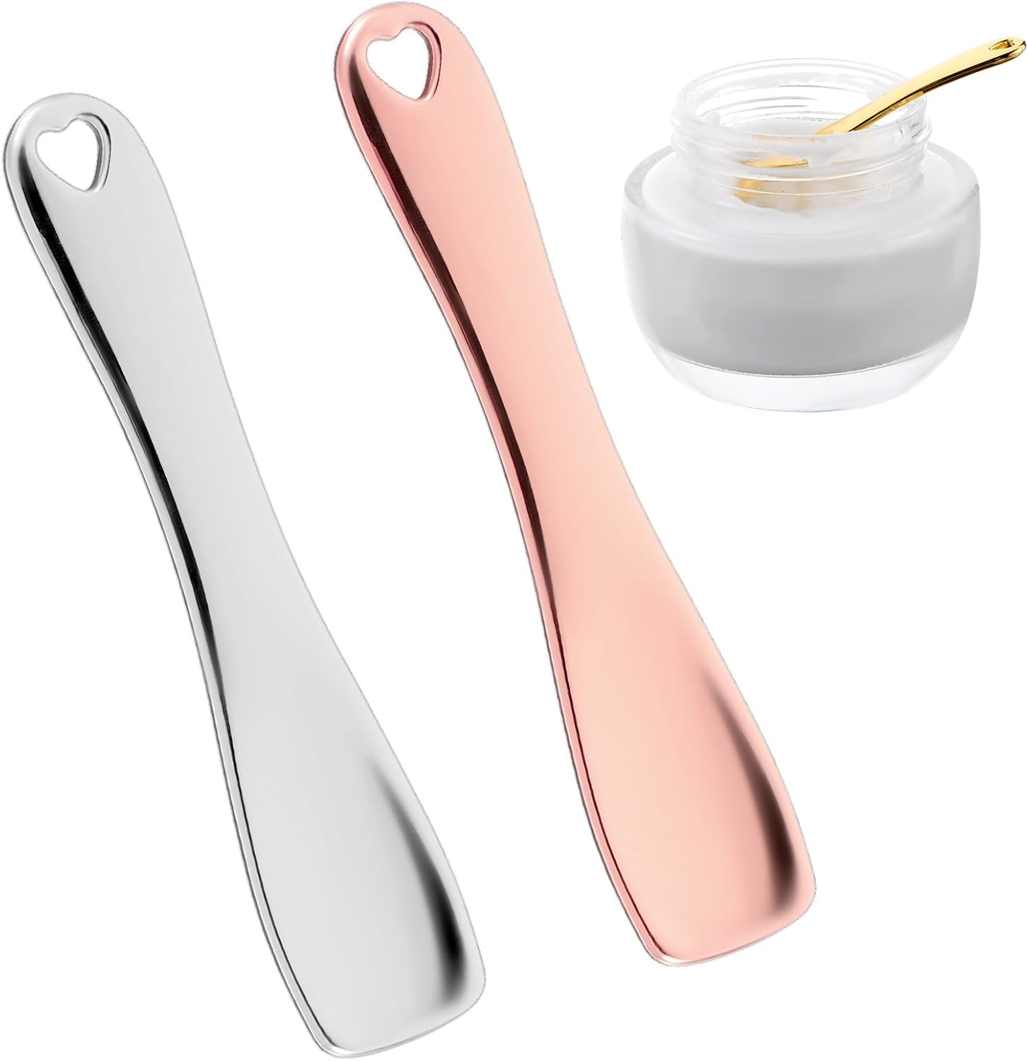 Bremorou 3Pcs Mini Metal Makeup Spatula,Metal Cosmetic Spoon,Skincare Spatula Stick Applicatorzinc Alloy,Beauty Spa Spoon Skin Care Facial Cream Mask Scoop Makeup Tools for Beauty Spa image number 2