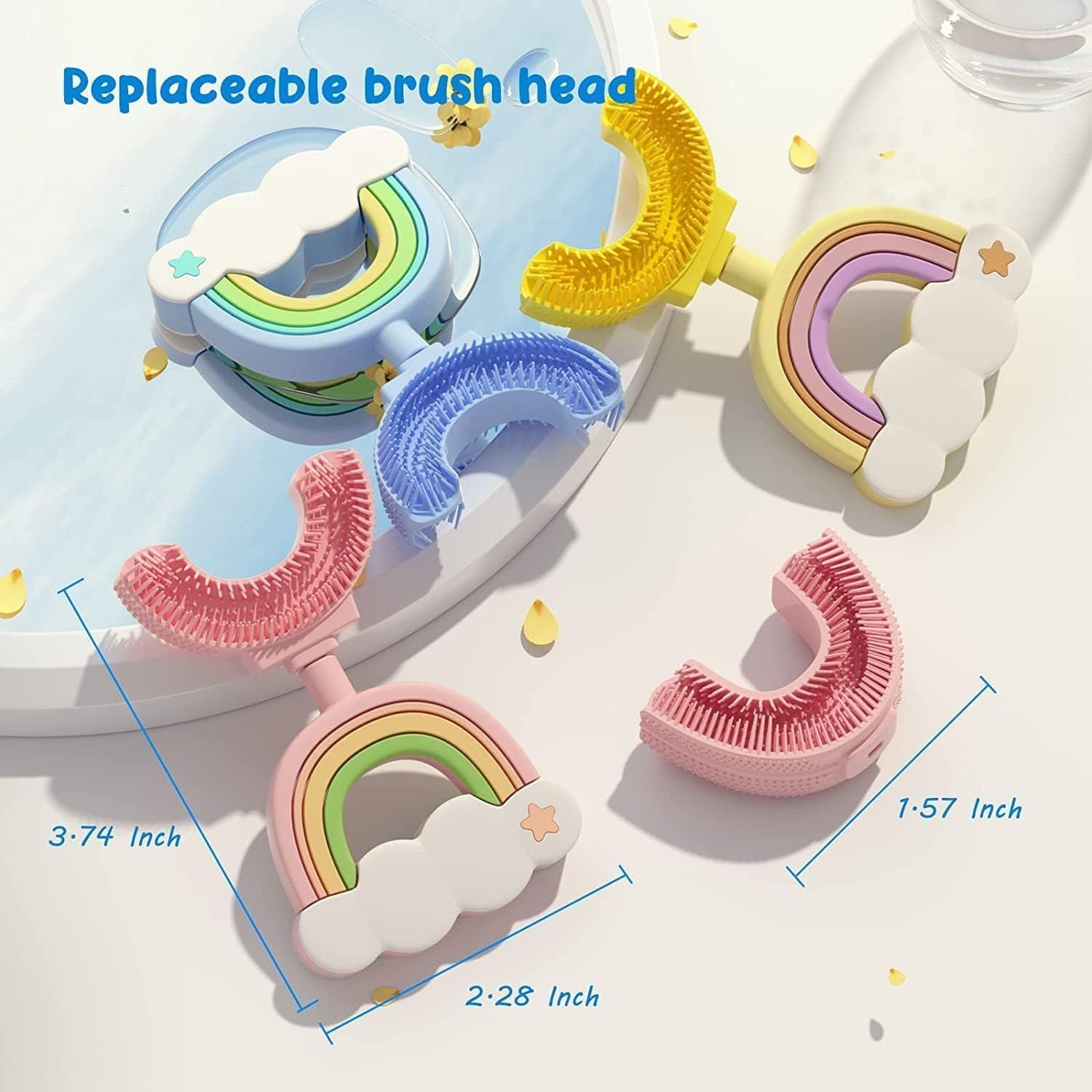 U-Shaped Children'S Toothbrush, Food-Grade Soft Silicone Toothbrush, 360&deg; Oral Cleaning Design for Infants (2-6 Years Old)(Blue)