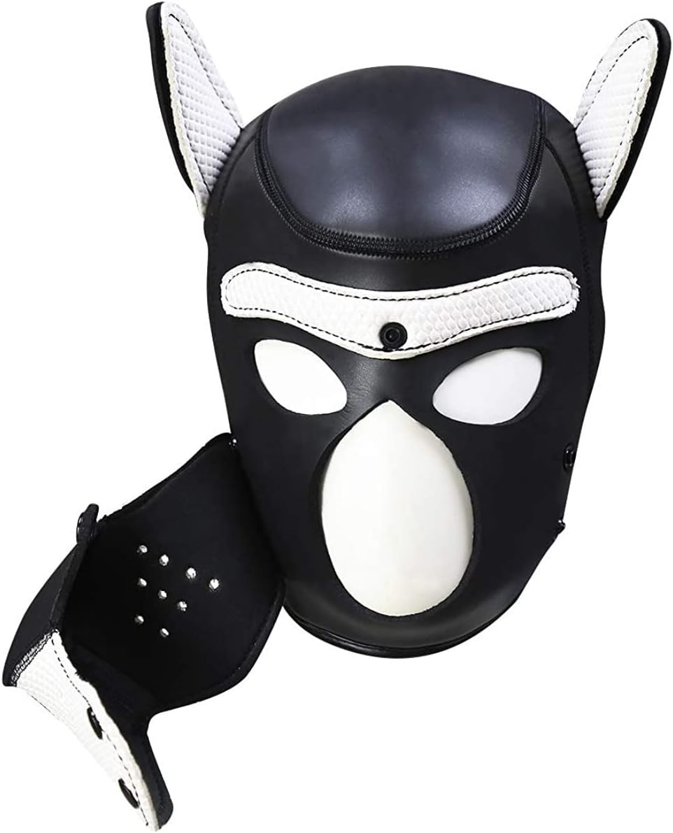 Yiqin RWSX Dog Mask, Soft Latex Petplay Dog Mask with Ears, Puppy Mask, Dog Masks, Removable Mouth, Suitable for Halloween, Holiday Party (X-Large, White) image number 2