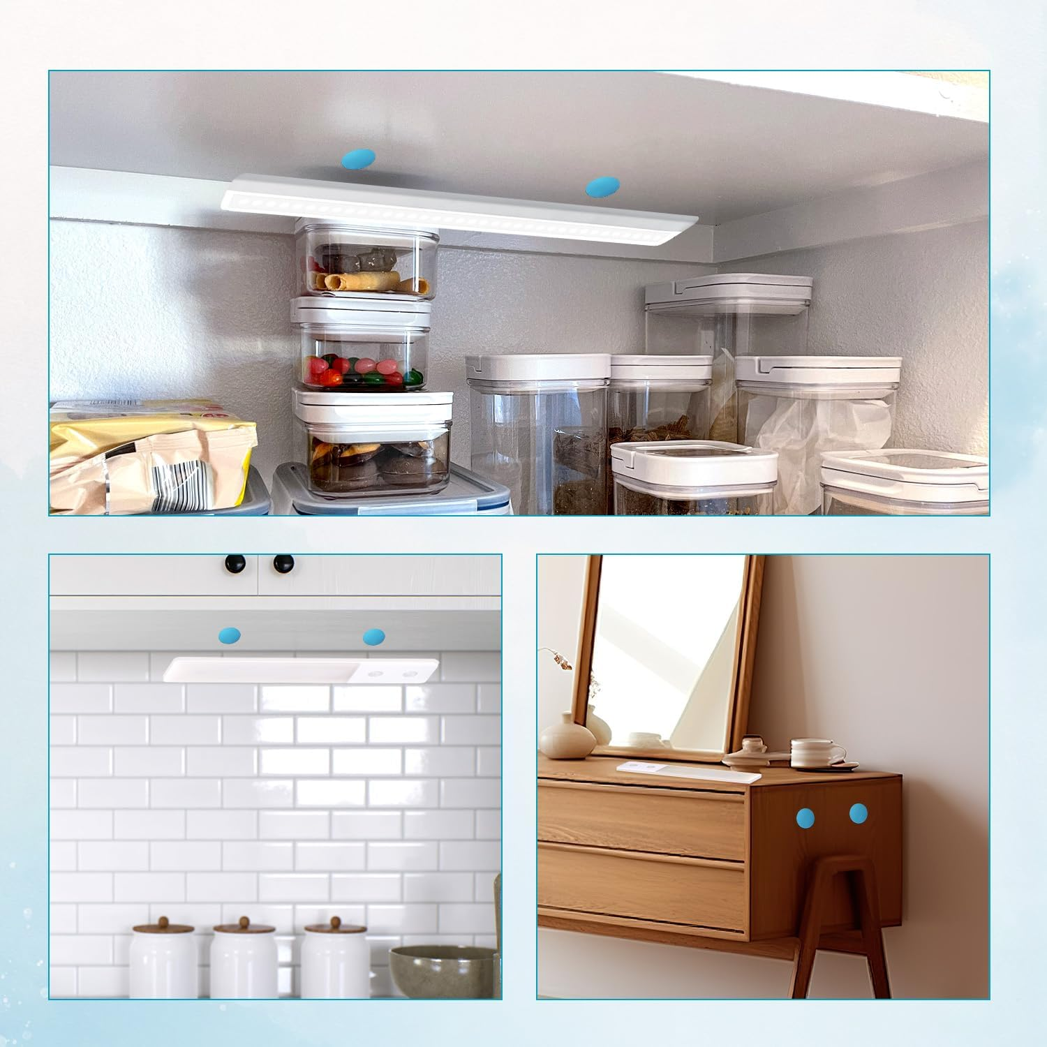 BOXOB 48Pcs under Cabinet Lights Magnetic Sticky, Metal Replacement Strips Pads with Self Adhesive Backing Practical Stickers Kitchen Accessories for Magnet LED & Counter Lights image number 3