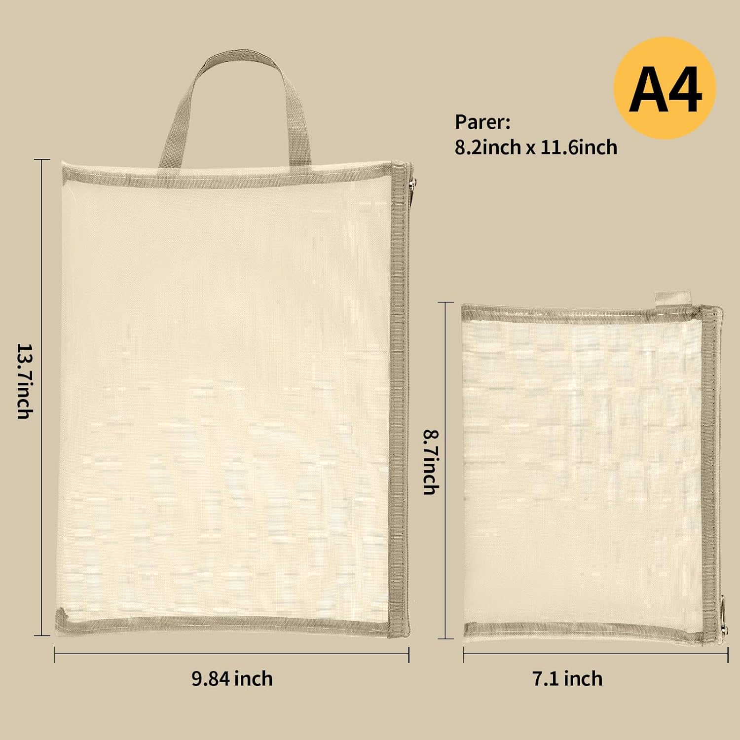 Truelux 10 Pack Colored Double-Layer Mesh Zipper Pouch Bags, Nylon Building Block Sets Toy Storage & Organization, Breathable See through (5Pcs A4+5Pcs A5) Pouch with Handle for School Office Games image number 3