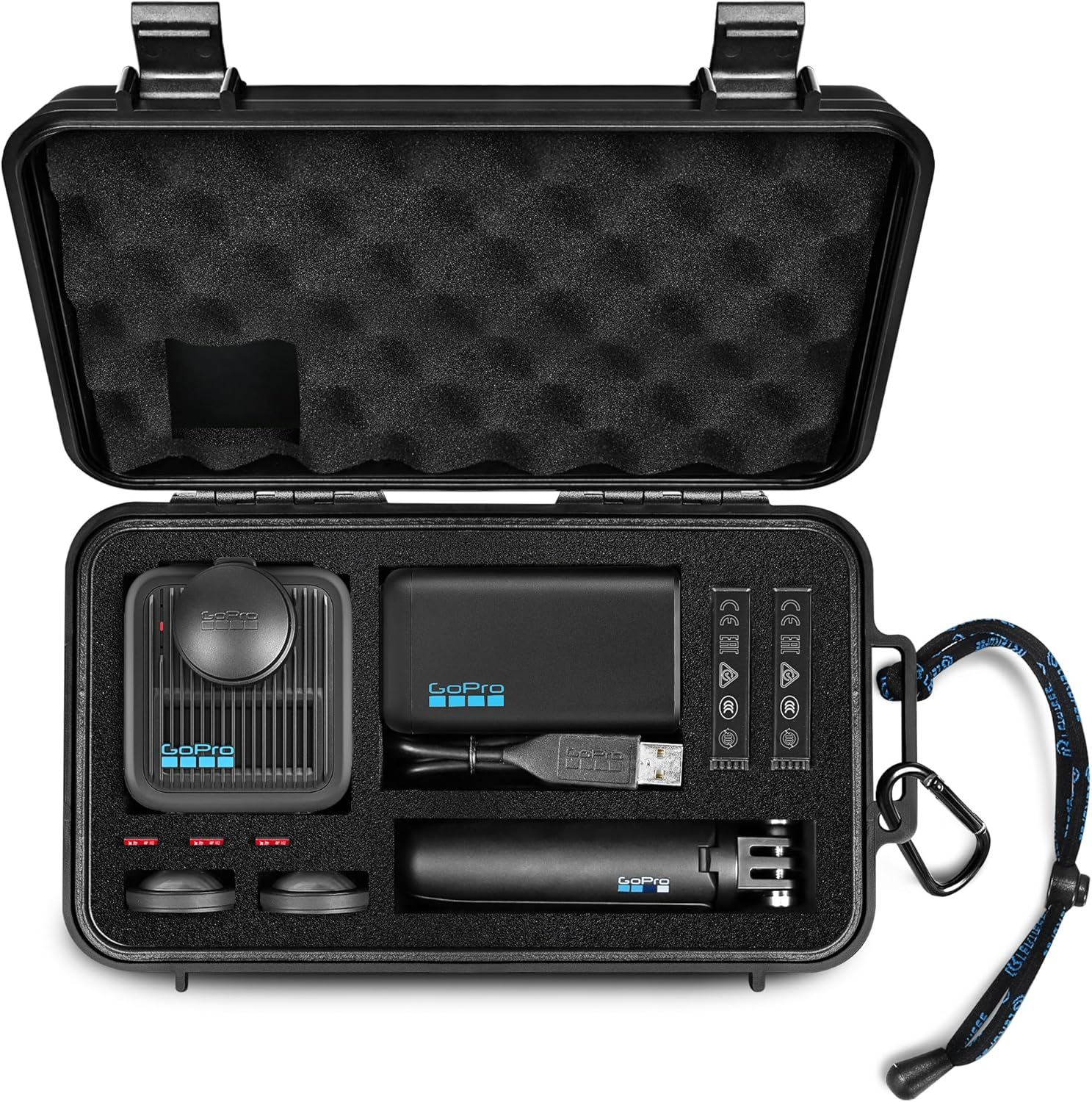 Lekufee Travel Waterproof Hard Case for Gopro MAX 2, Action Camera, Battery, Dual Battery Charger and Accessories - Black(Bag & Case Only) image number 6