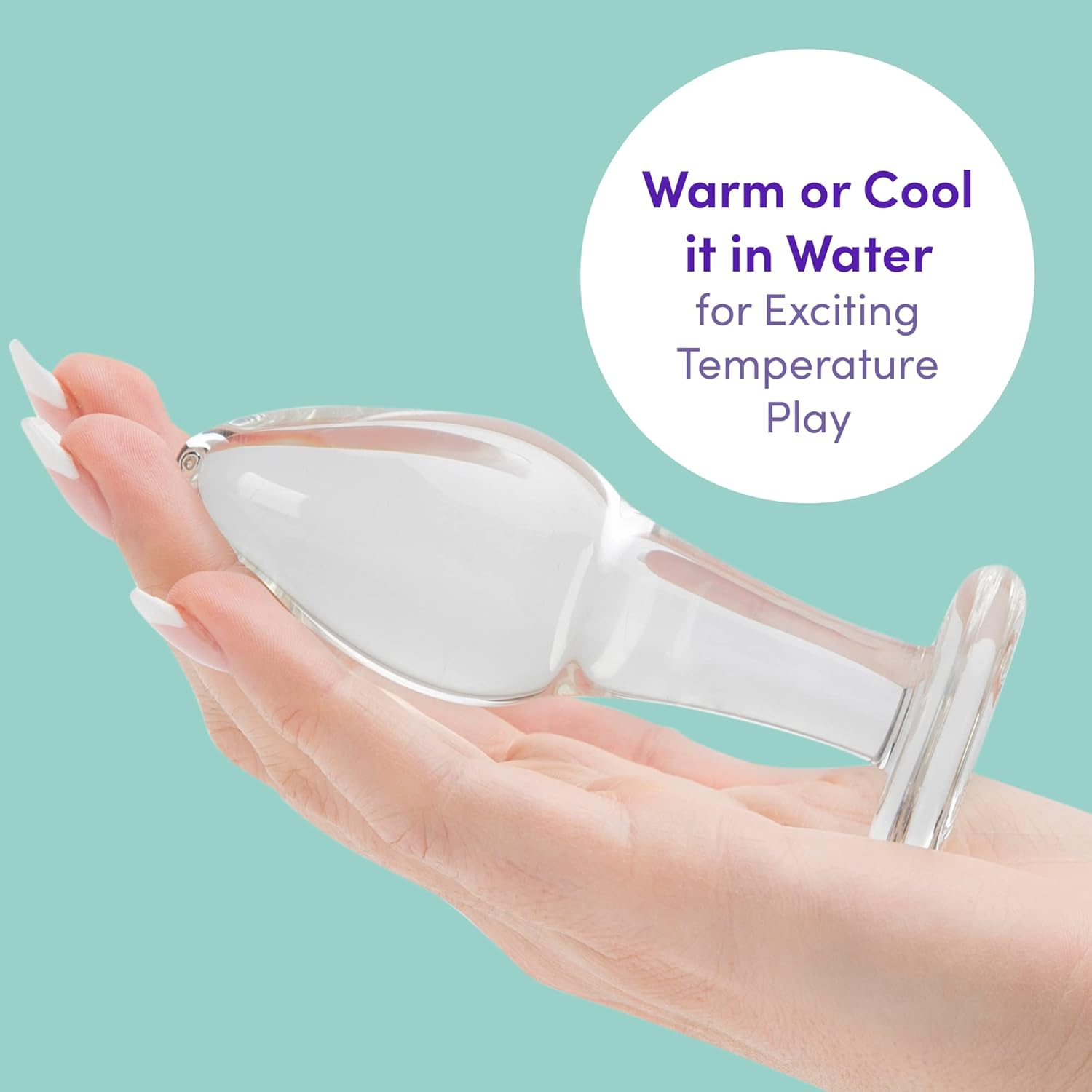 Lovehoney Pure Pleasure Butt Plug - 4 Inch Glass Anal Plug - Tapered Tip with Flared Base - Waterproof - Clear image number 5