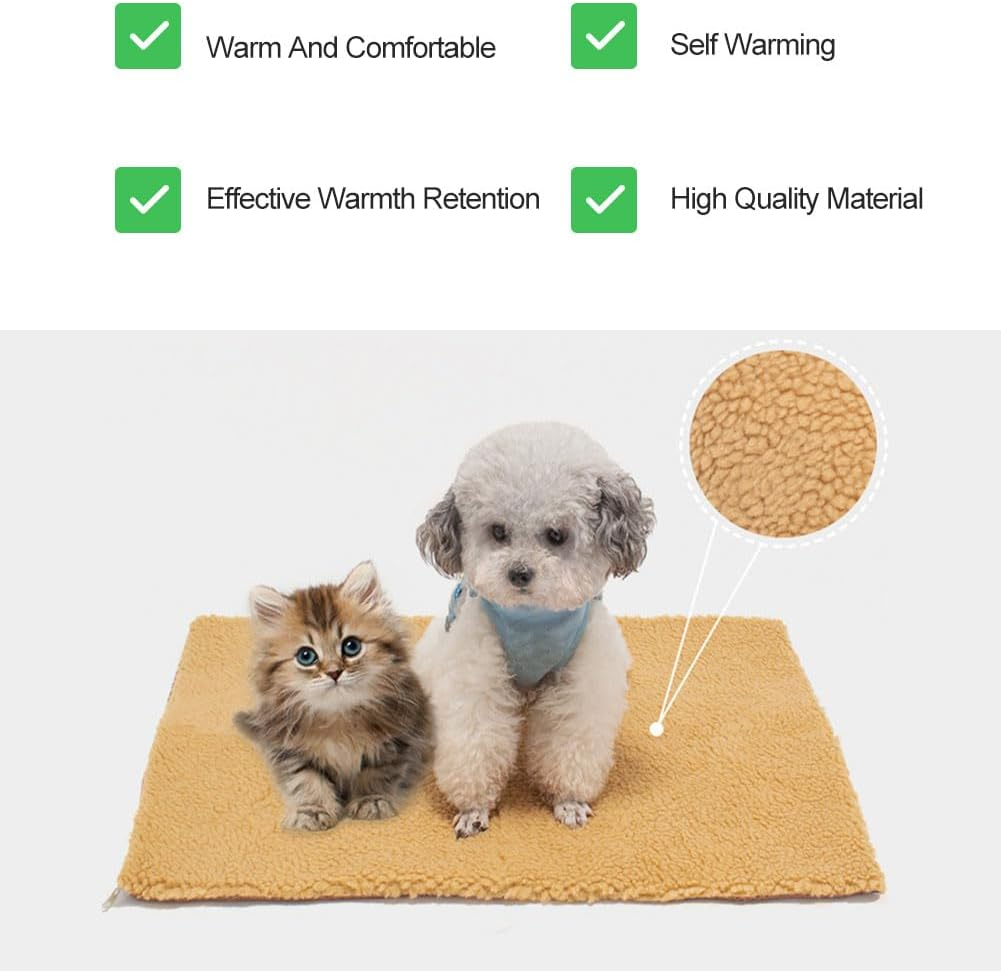 Pet Heating Pad, Self-Heating Blanket for Cats and Dogs, Heat Blanket Cat, Self-Warming Winter Warmth Dog Mat, Washable Puppy Thermal Blanket, Pets Warming Mat, 60 Cm X 45 Cm, Khaki Colour image number 6