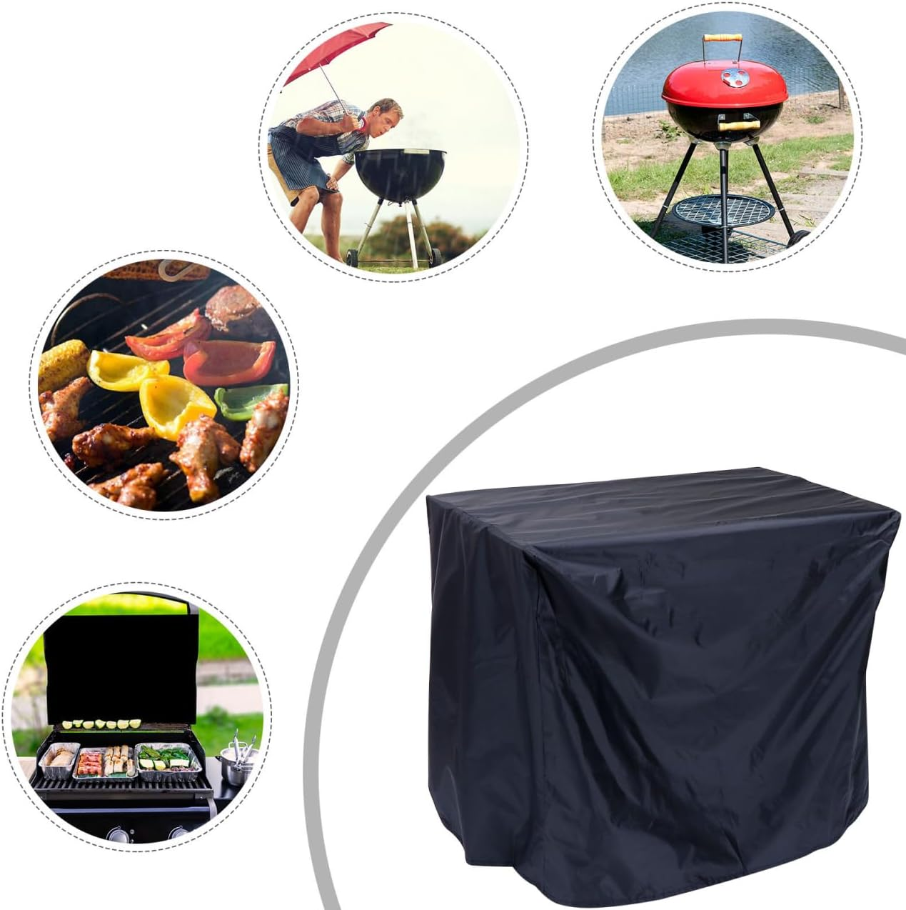 Balacoo Oxford Fabric BBQ Cover Weatherproof Dustproof Barbecue Grill Protector with UV Resistant Outdoor Grill Cover for All Season Use image number 2