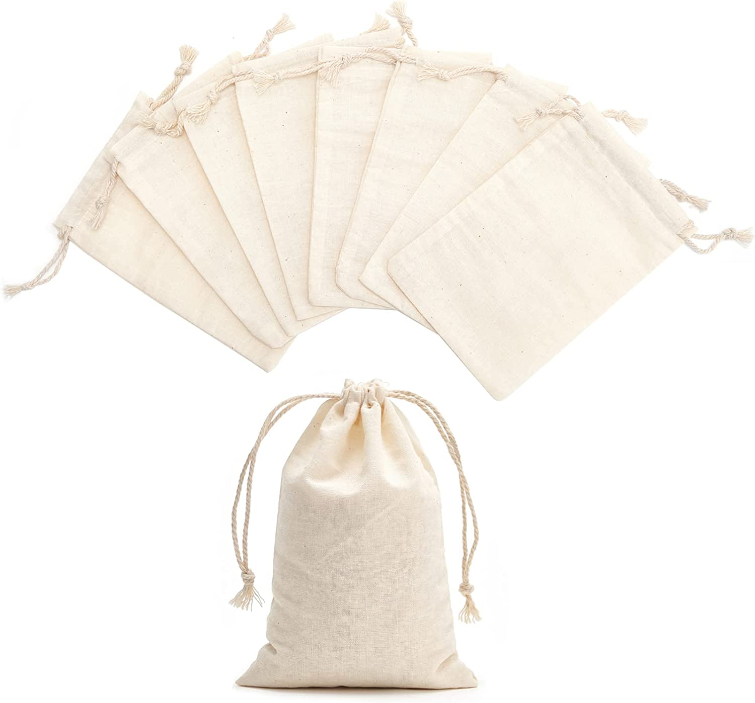 50 Pack 3X3.9 Inches Mini Size Cotton Drawstring Bags Reusable Muslin Sachet Bag for Party Wedding