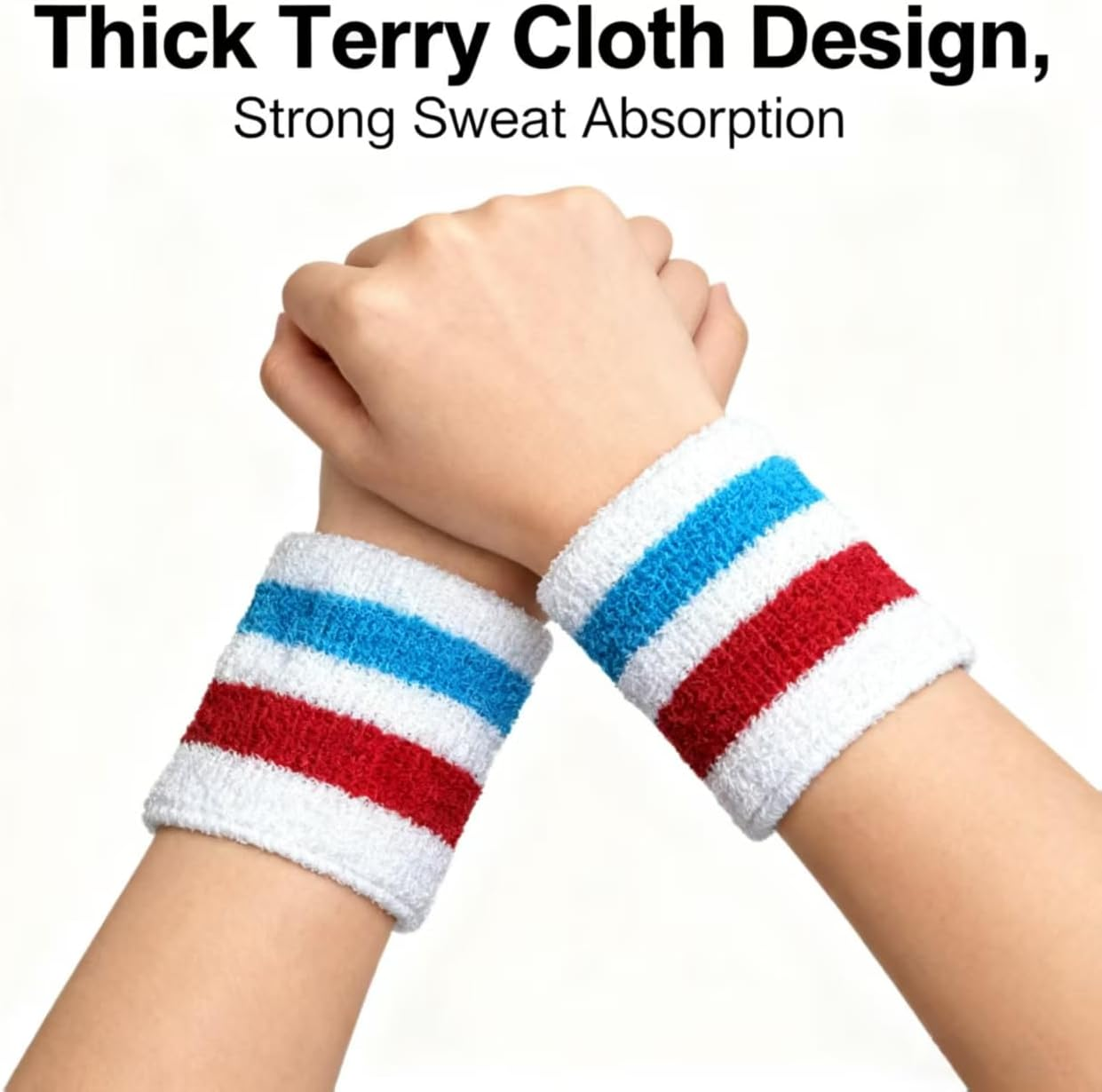 Pack of 3 Pieces(1 Headband + 2 Wristbands) Striped Sweatband Set | Sports Sweat Bands for Men, Women & Kids | Moisture-Wicking for Basketball, Tennis, Gym, Running Fitness Accessories