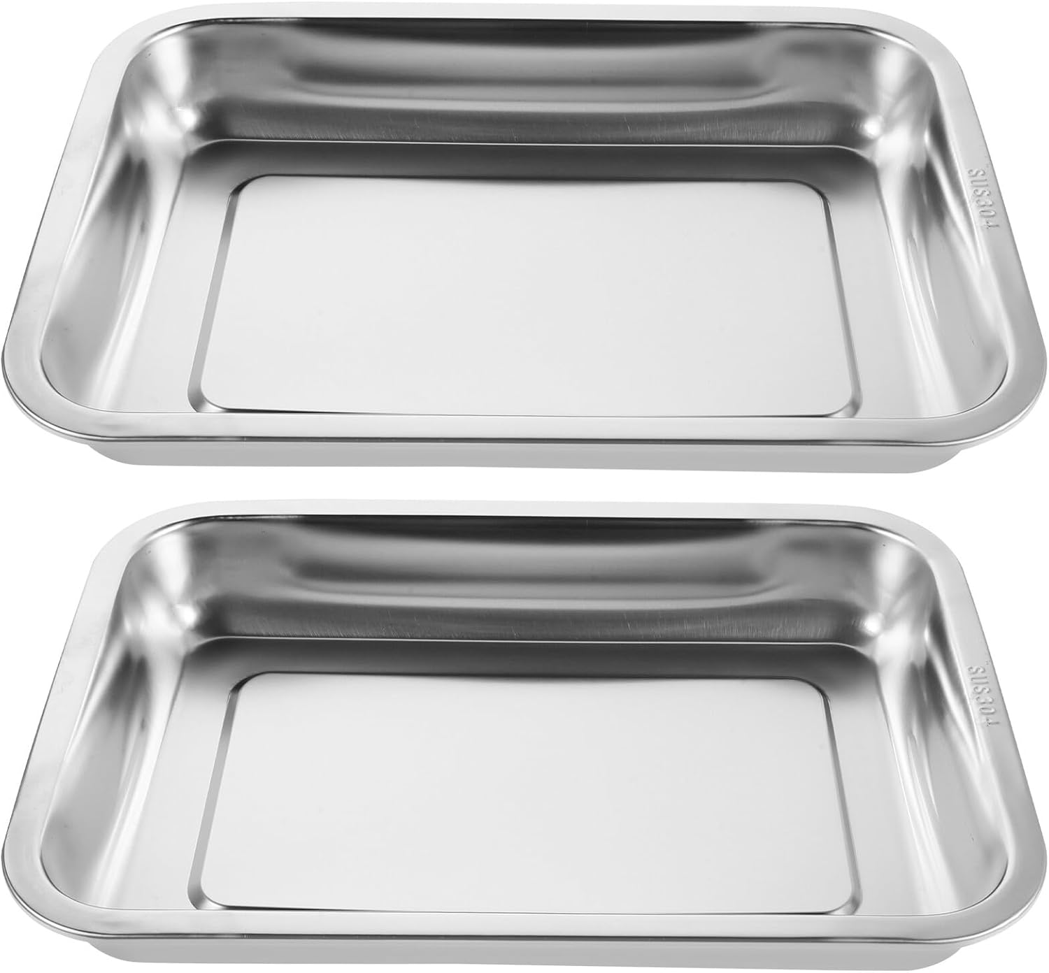 Kisangel 2Pcs 304 Stainless Steel Cat Litter Box, Deep Open Metal Indoor Litter Tray for Kittens, High-Sided Reusable Cat Pan Suitable for Pet Toilet Use image number 4