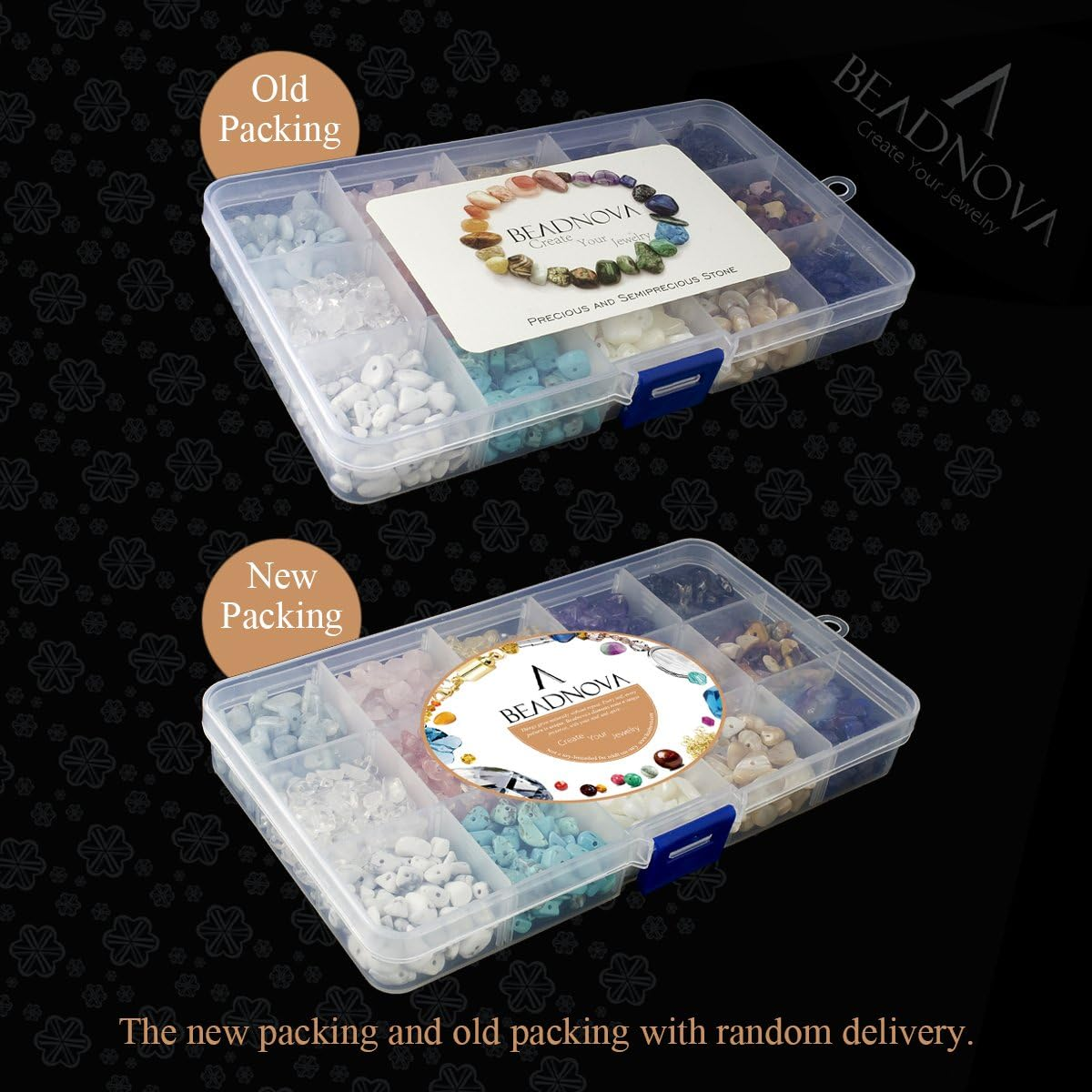 BEADNOVA Natural Chips Gemstone Crystal Pieces Irregular Shaped Loose Beads for Jewellery Making Box Set Value Pack image number 5