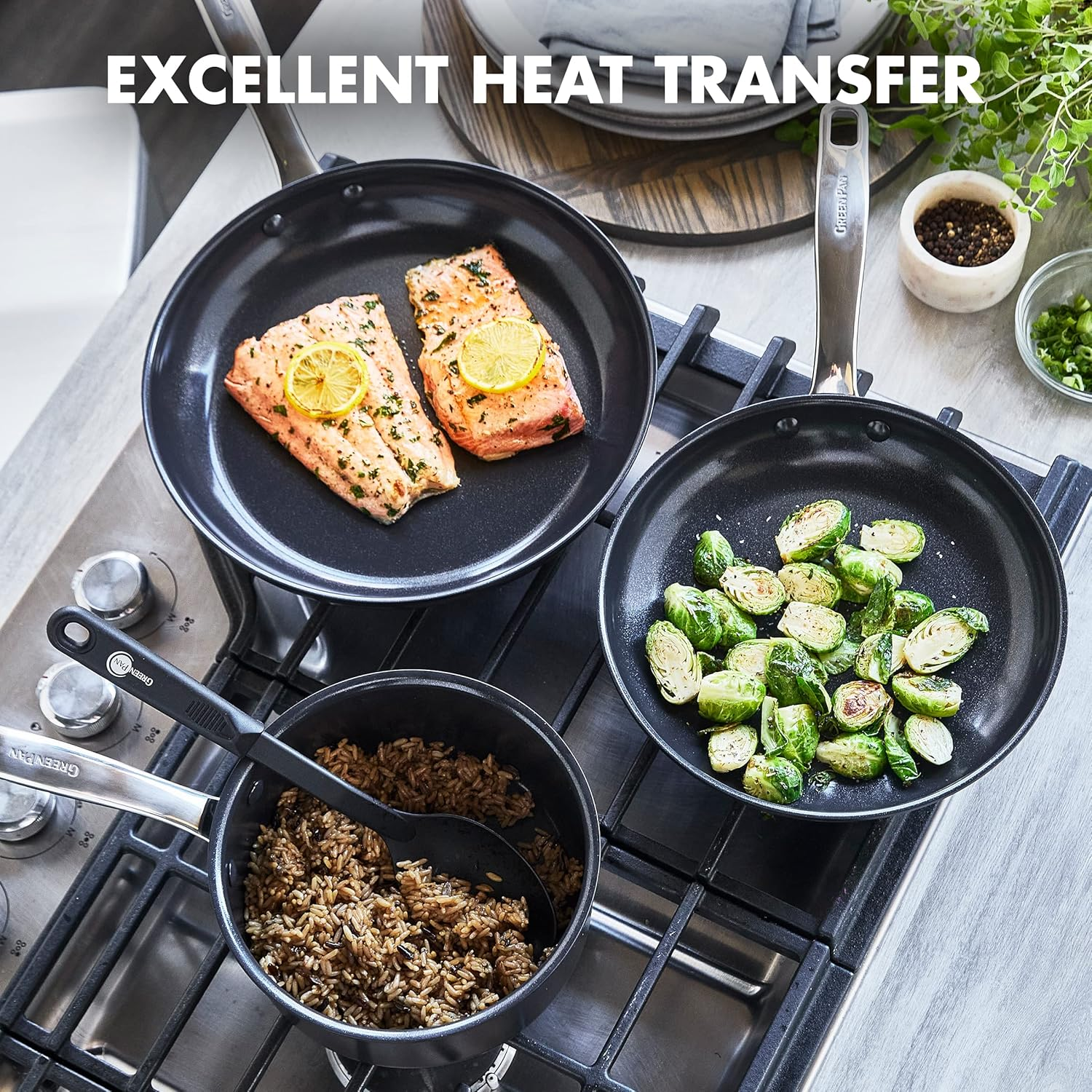 Greenpan Prime Midnight Hard Anodized Healthy Ceramic Nonstick 11 Piece Cookware Pots and Pans Set, Pfas-Free, Dishwasher Safe, Oven Safe, Black image number 6