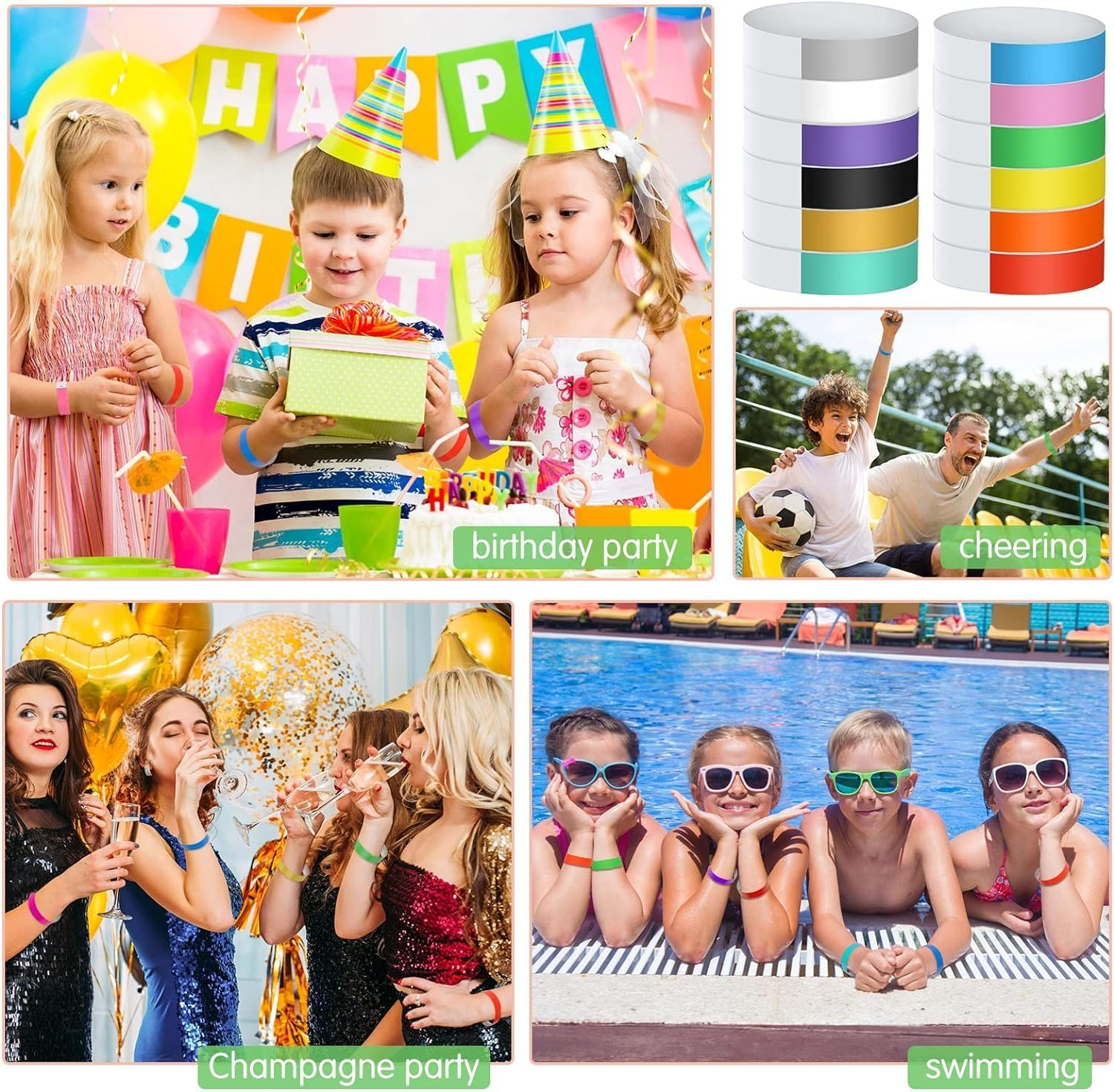 200Pcs Paper Wristbands,Waterproof,Hand Bands for Events Lightweight Concert Wristbands Neon Colored Adhesive for Events Music Festival Concert Contest (Pink,Blue) image number 1